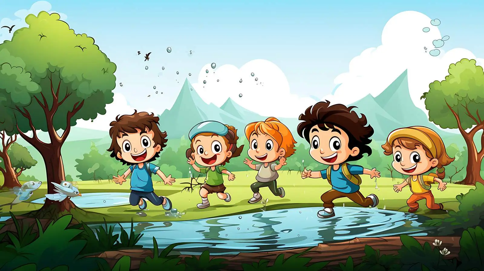 Joyful Kids in Serene Nature Scene — free download from Dotvec