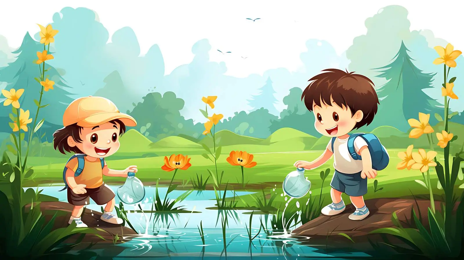 Children Playing in Beautiful Natural Setting — free download from Dotvec