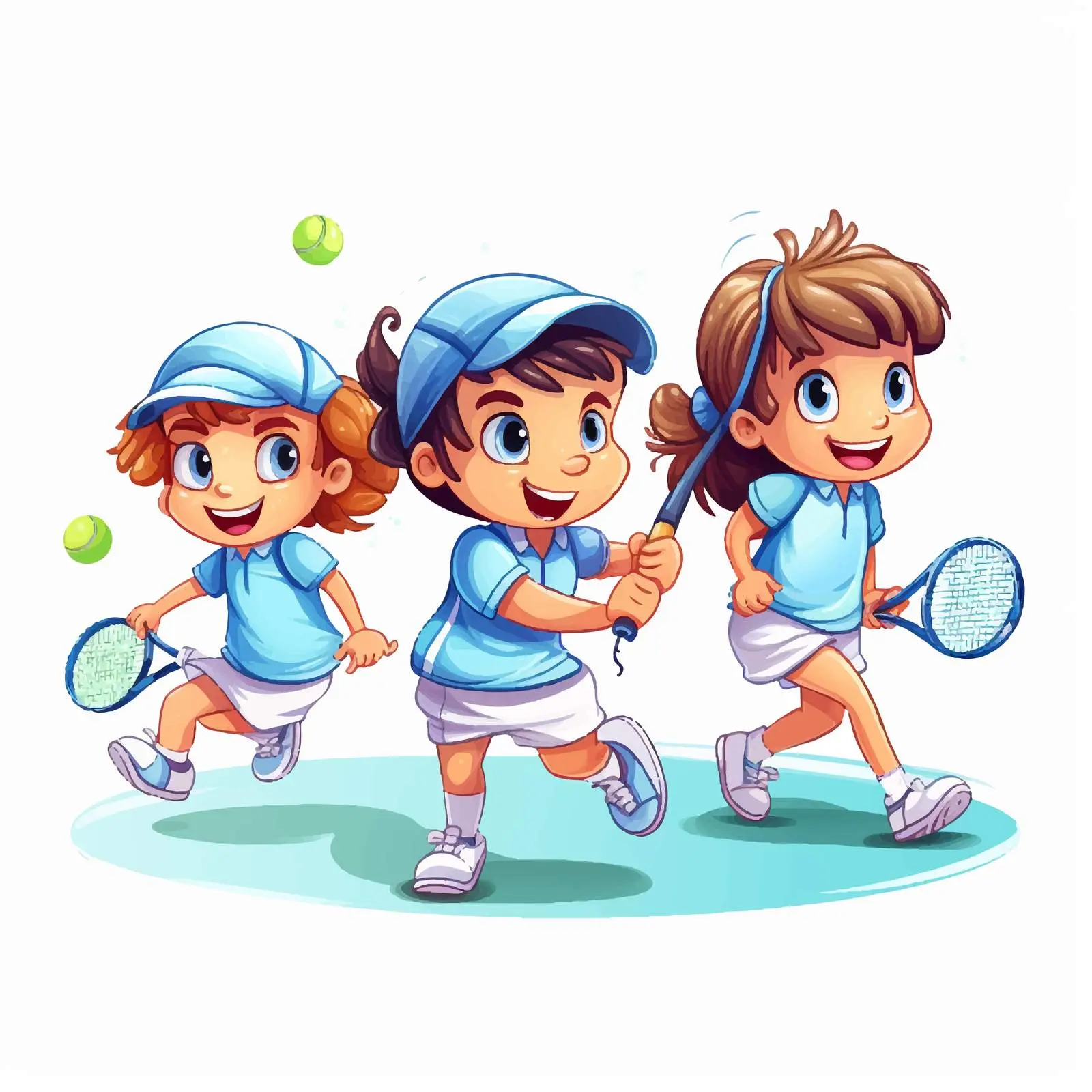 Kids Playing Tennis Vector Illustration — free download from Dotvec