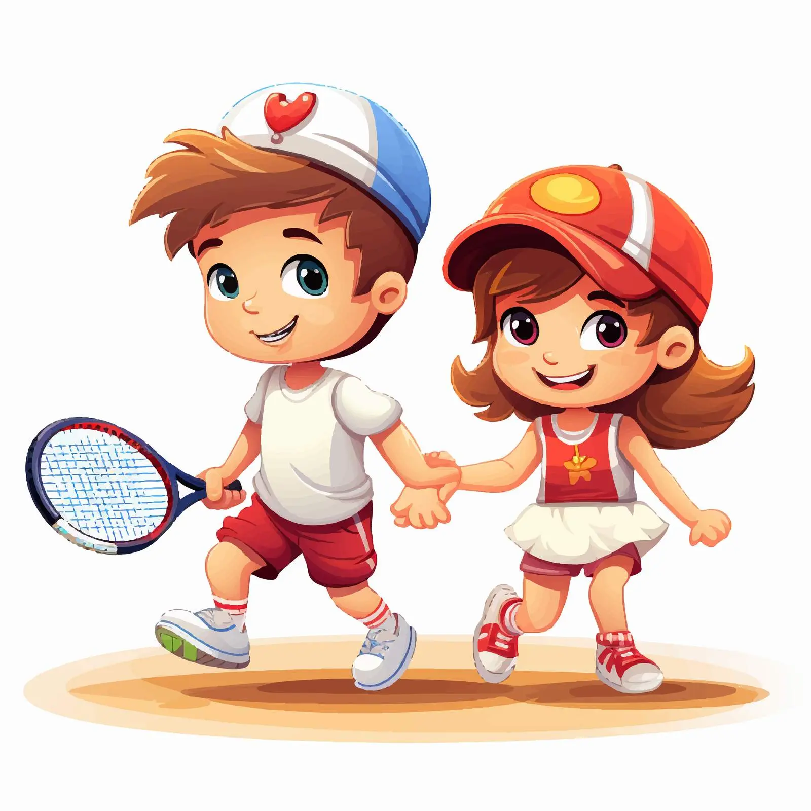 Kids Playing Tennis Cartoon Vector Illustration — free download from Dotvec