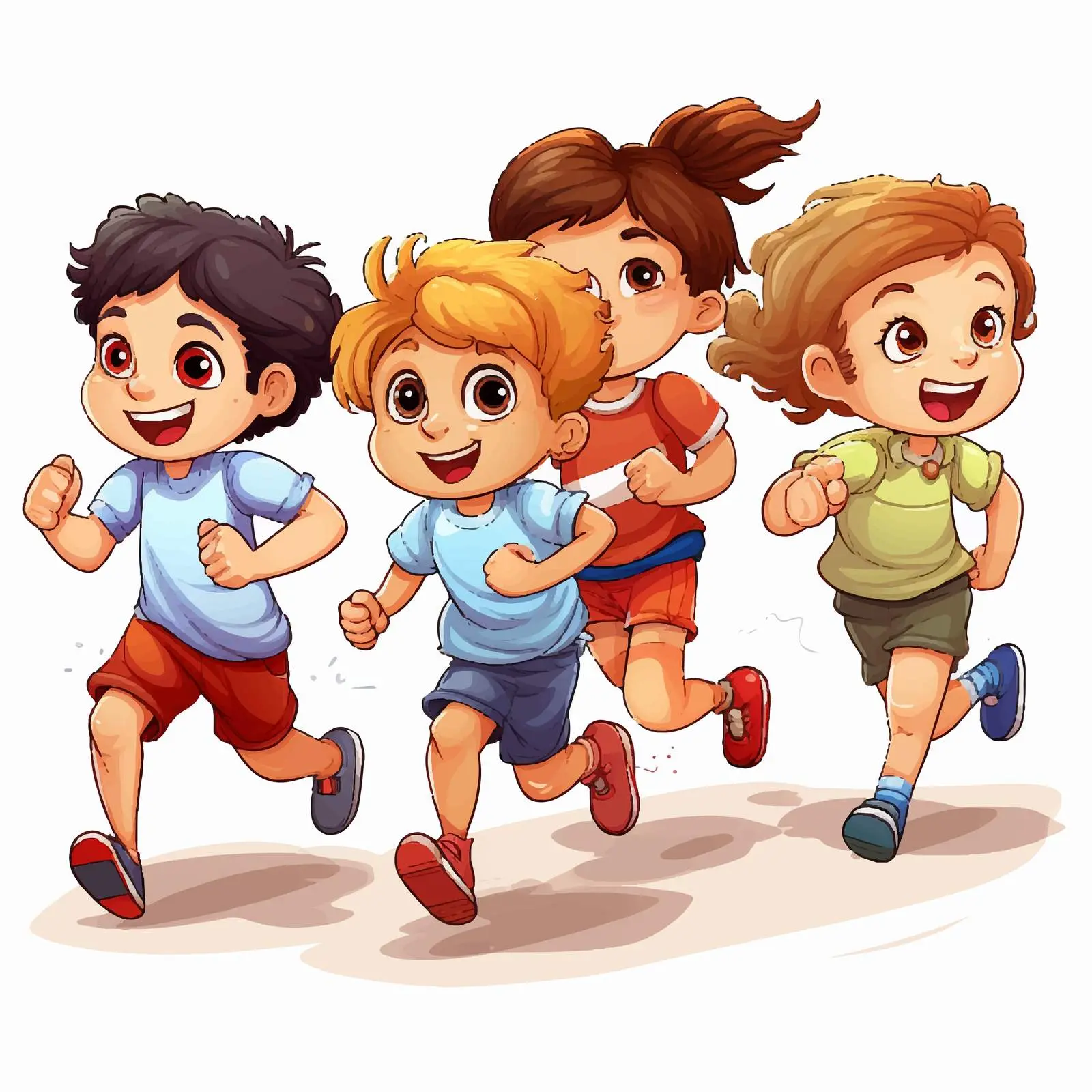 Kids Running Illustration on White Background — free download from Dotvec