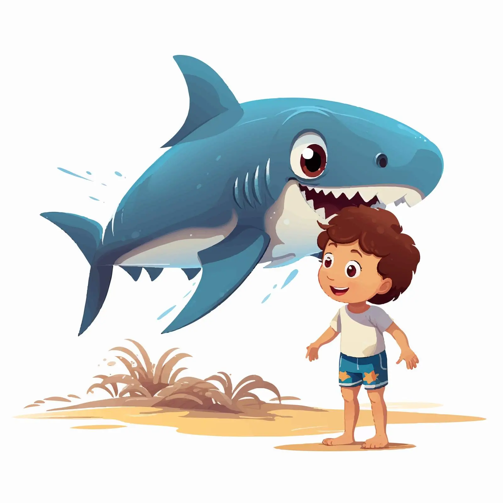 Kids Cartoon Vector with Shark Illustration — free download from Dotvec