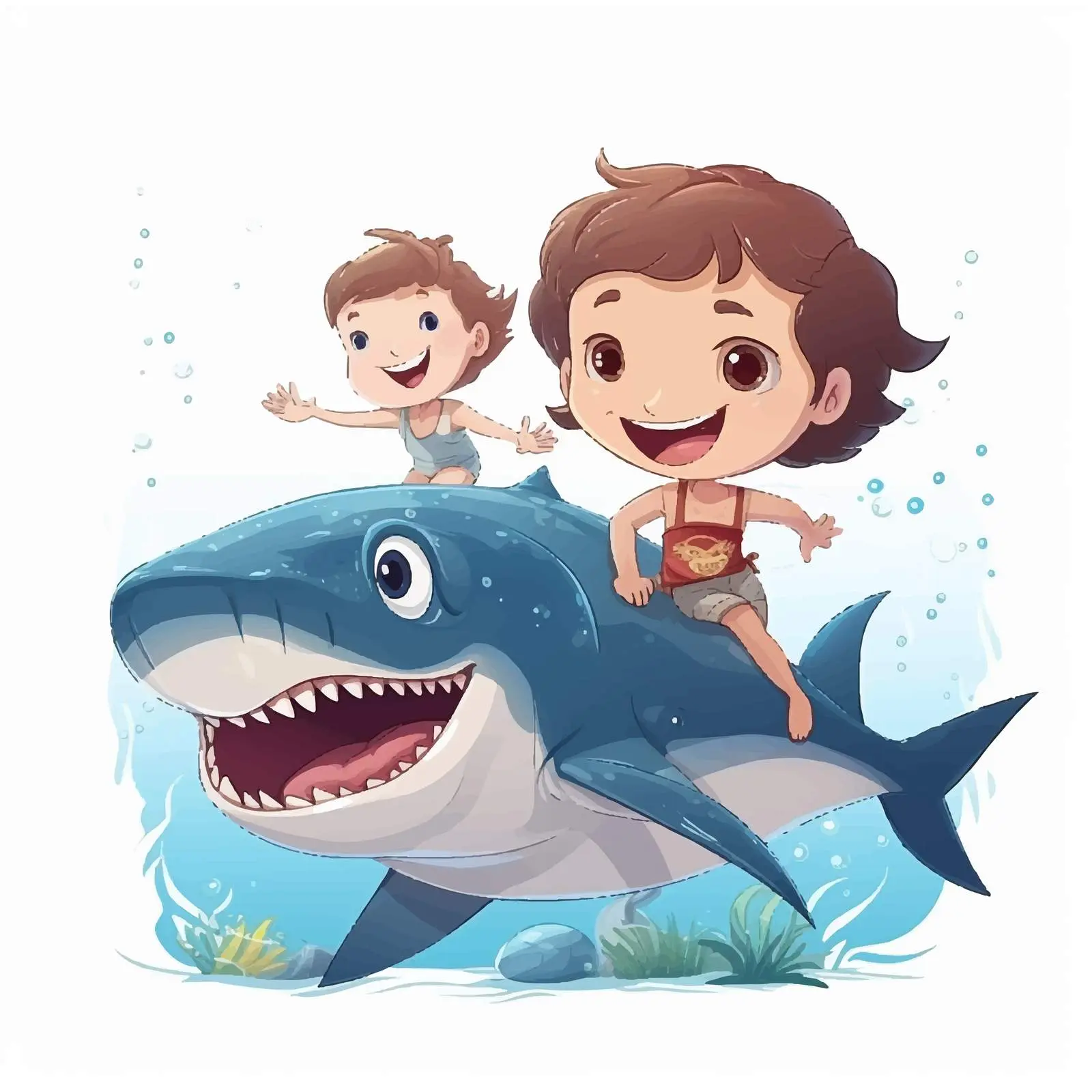 Kids Cartoon Illustration with a Shark — free download from Dotvec