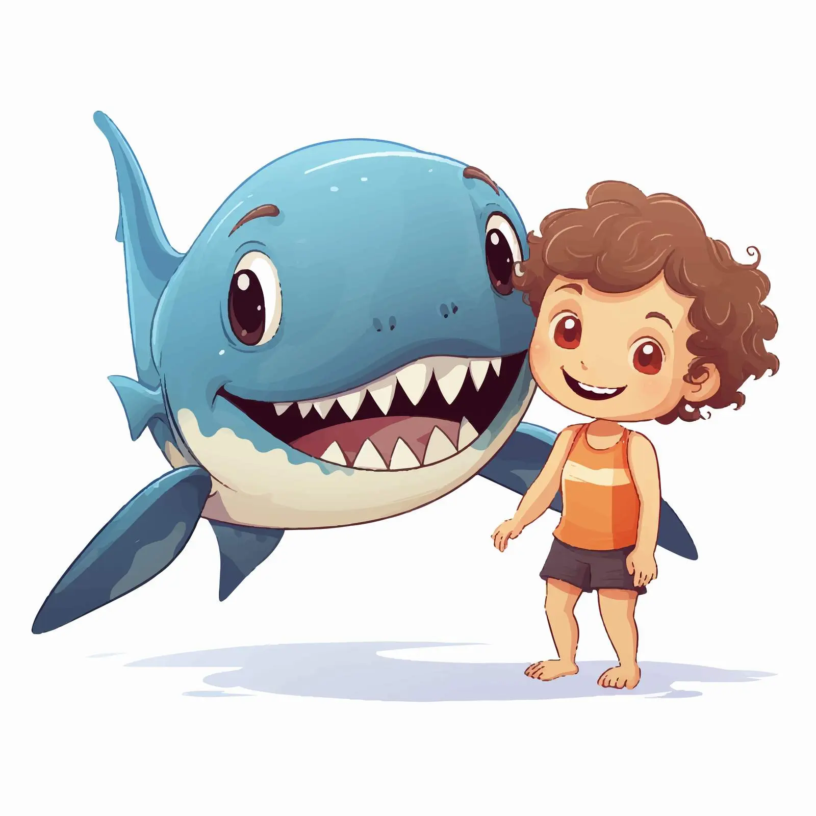 Kids Enjoying Time with a Cartoon Shark — free download from Dotvec