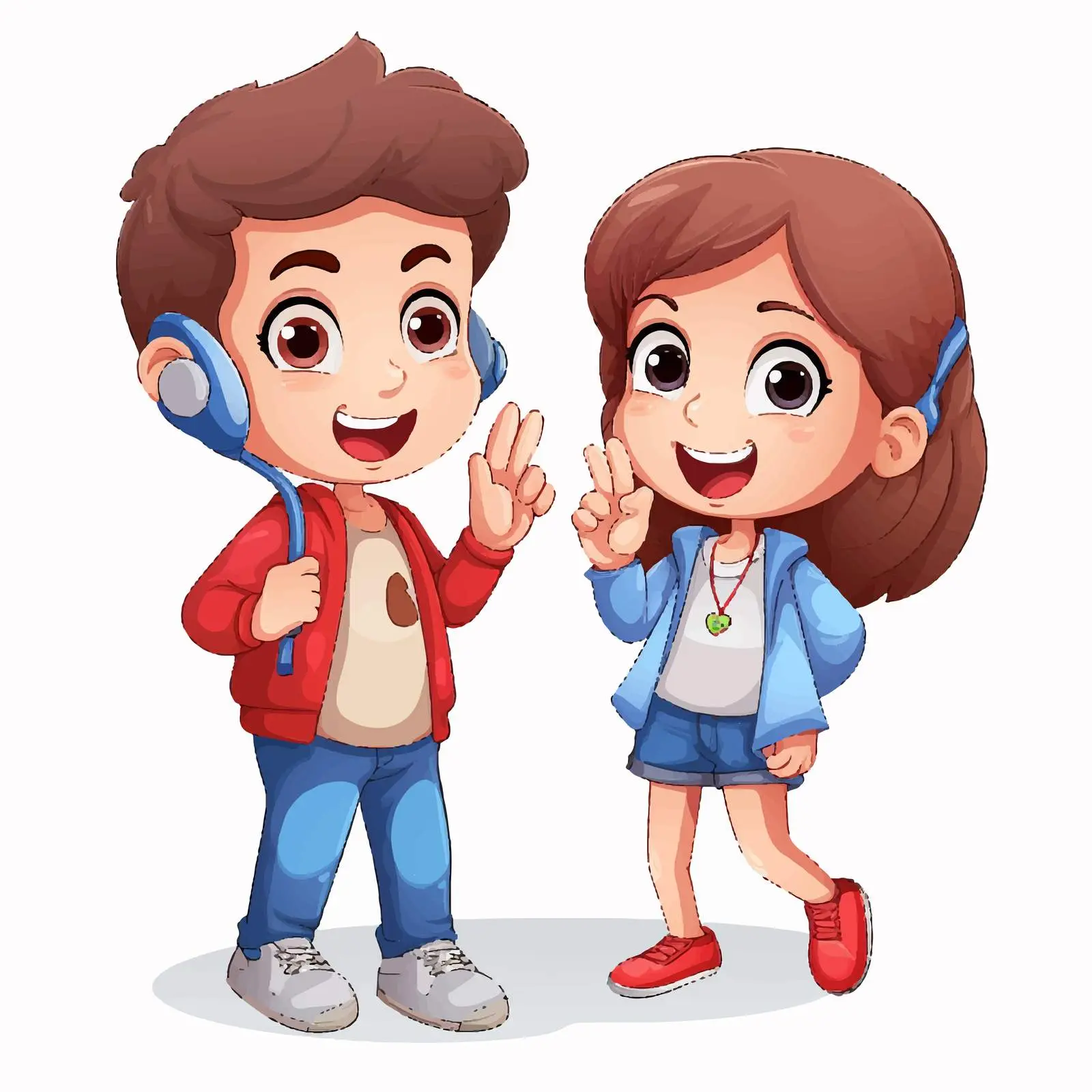 Kids Illustration with Thumbs Up and Callouts — free download from Dotvec