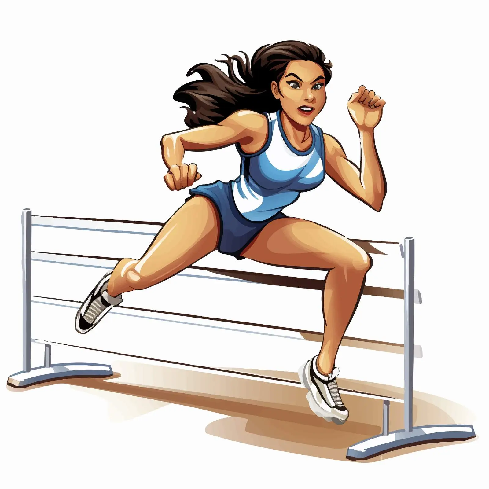 Cartoon Vector of Lady Doing Hurdles — free download from Dotvec