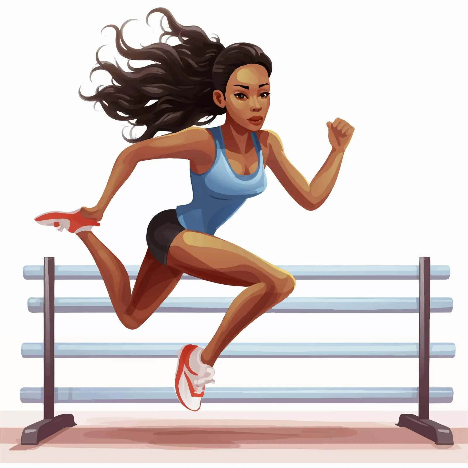Cartoon Vector of Lady Hurdling — free download from Dotvec