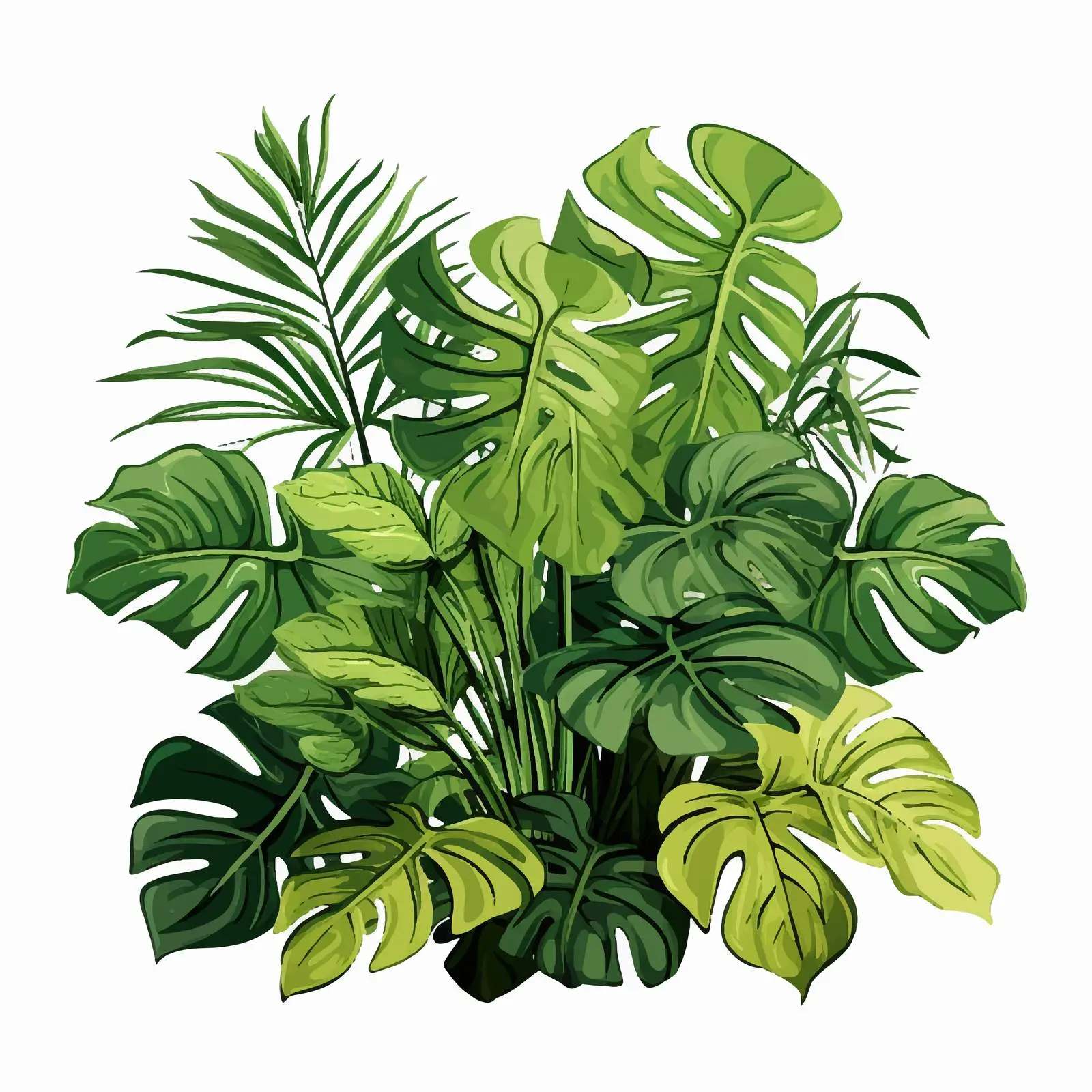 Leafy Plants Illustration on White Background – free stylized plants image from Dotvec