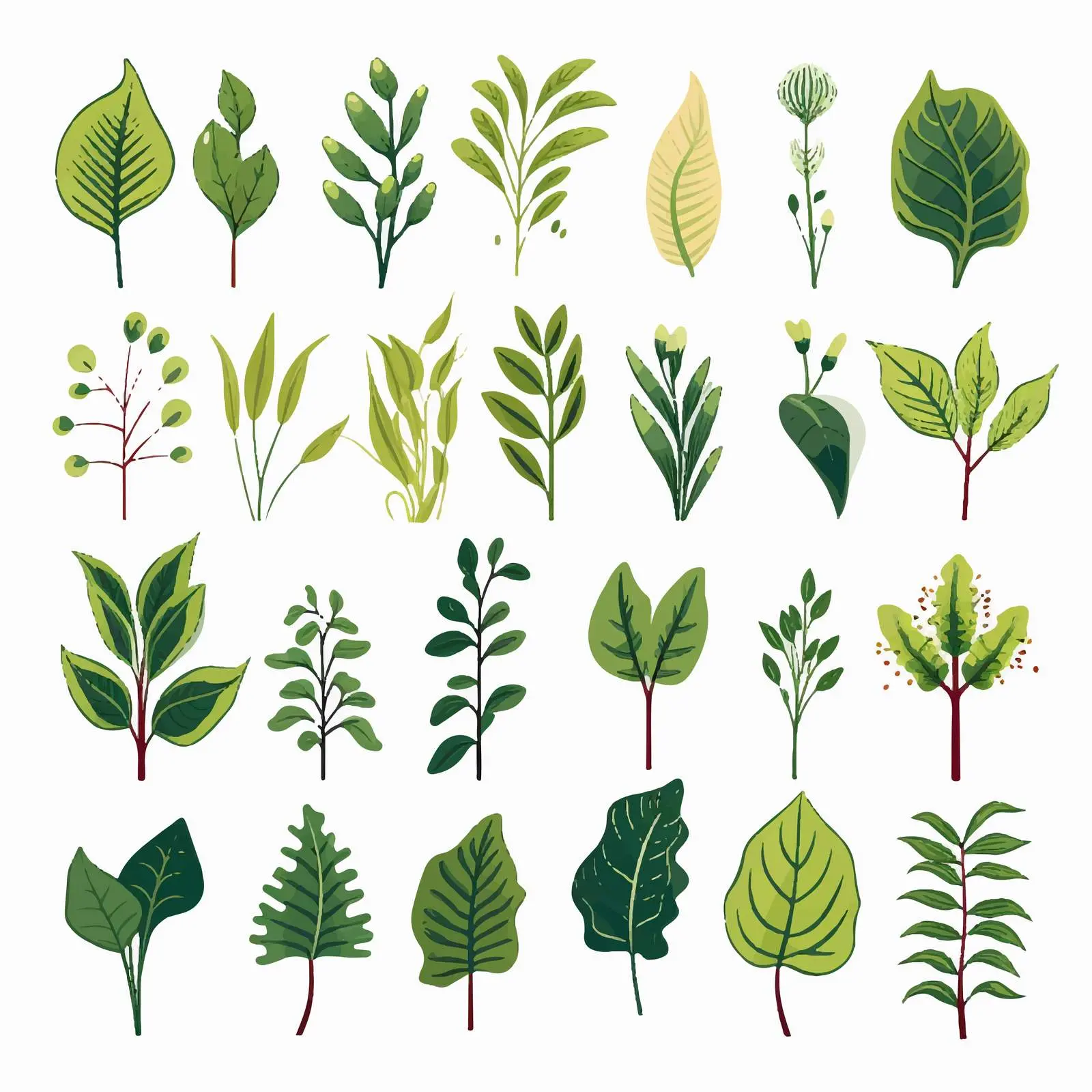 Leafy Plants Illustration on White Background — free download from Dotvec