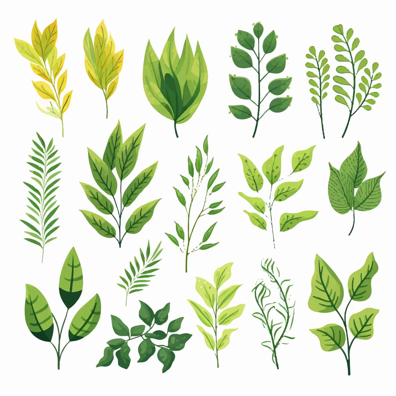 Leafy Plants Illustration on White Background — free download from Dotvec