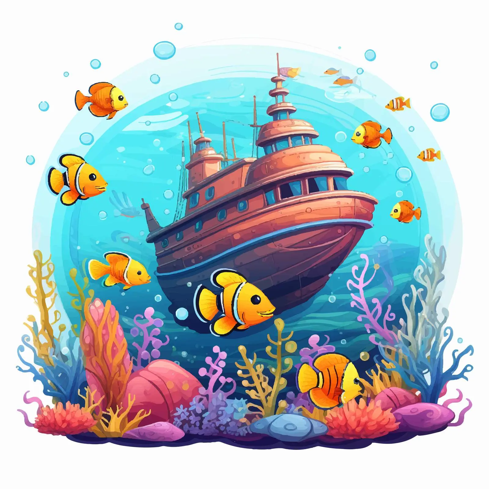 Cartoon Illustration of Underwater Life — free download from Dotvec