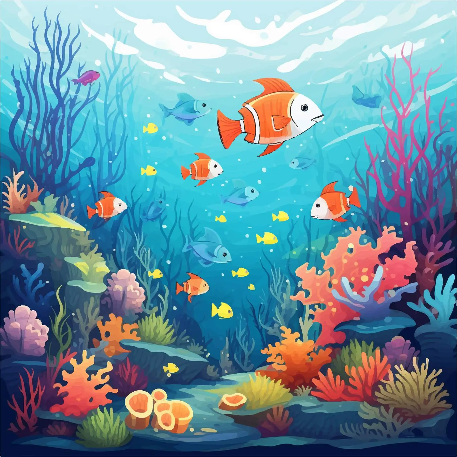 Underwater Life Vector Illustration in Cartoon Style — free download from Dotvec