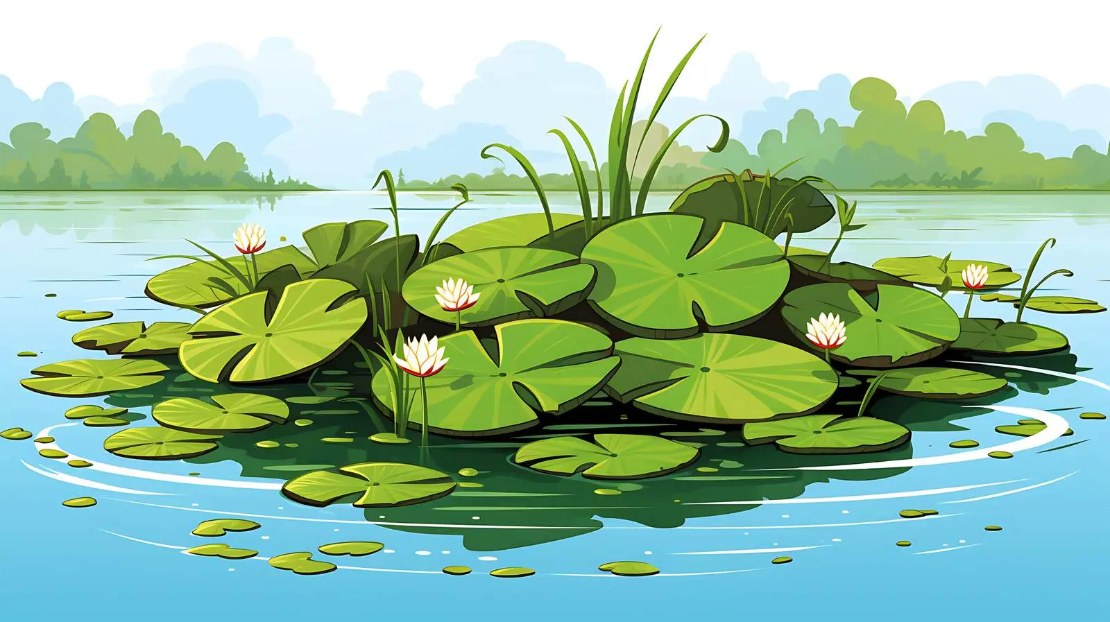 Serene Lily Pad Pond Vector Illustration — free download from Dotvec