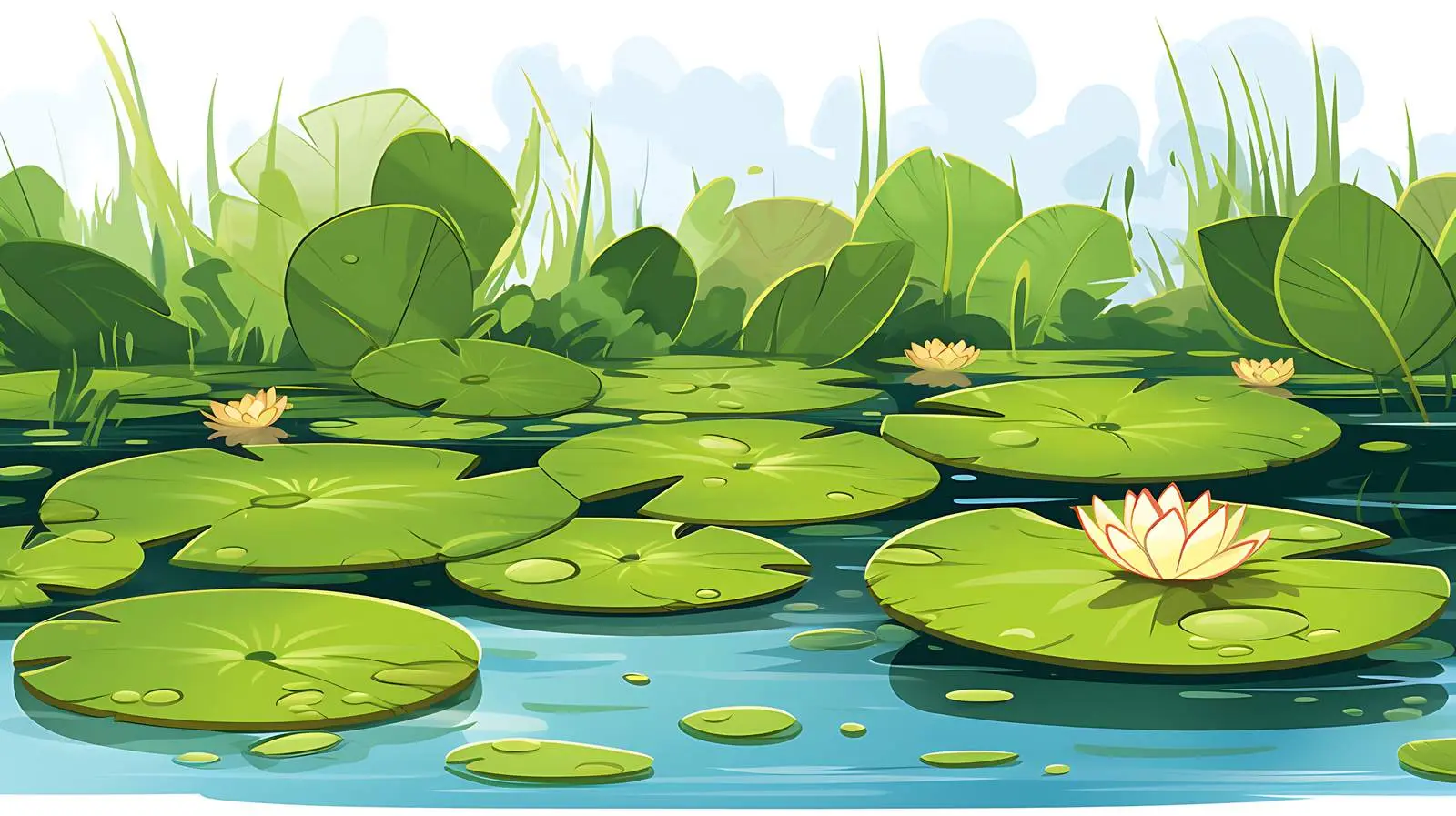 Lily Pads Pond Vector Illustration — free download from Dotvec
