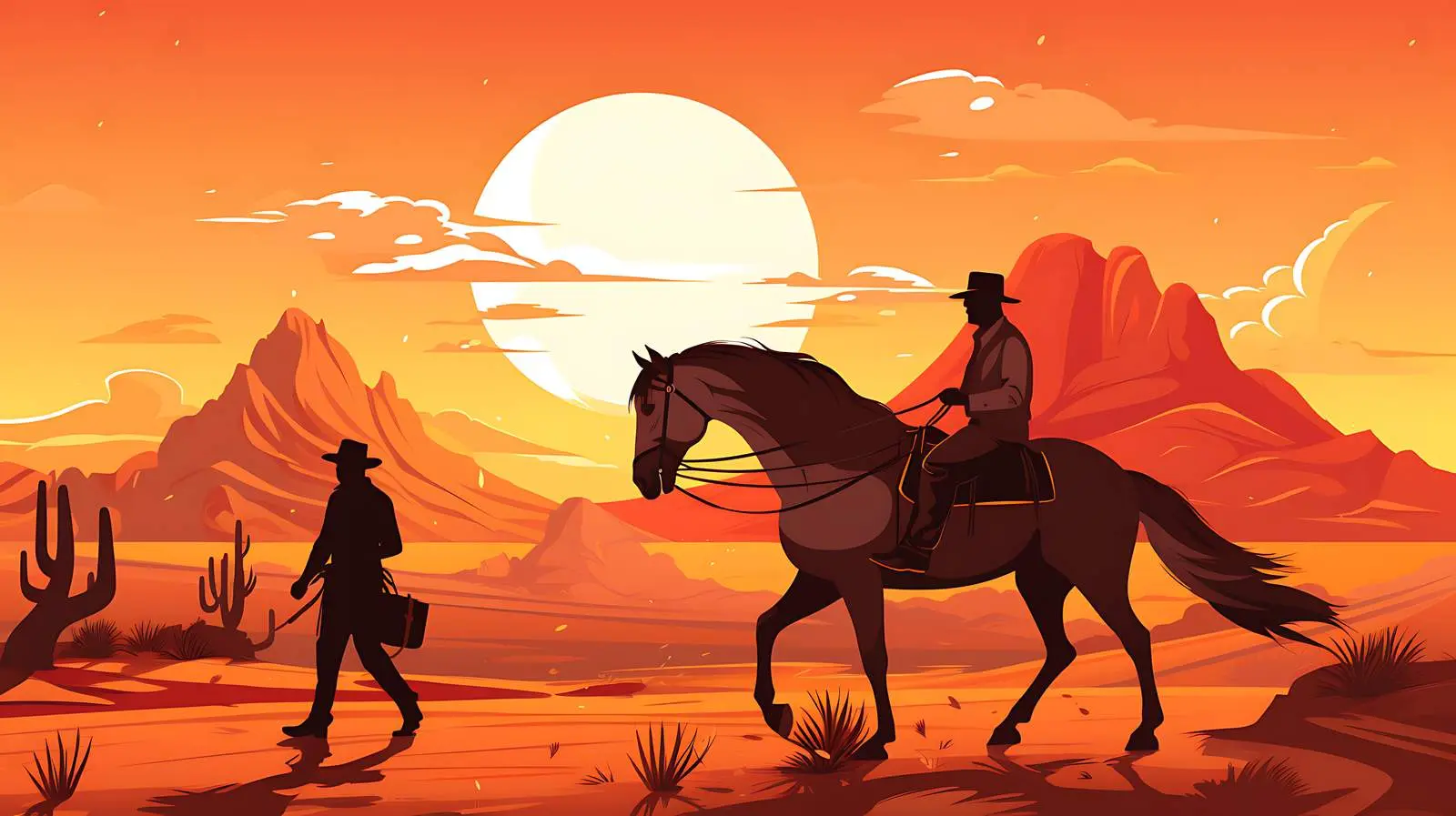 Desert Man Horse Illustration — free download from Dotvec