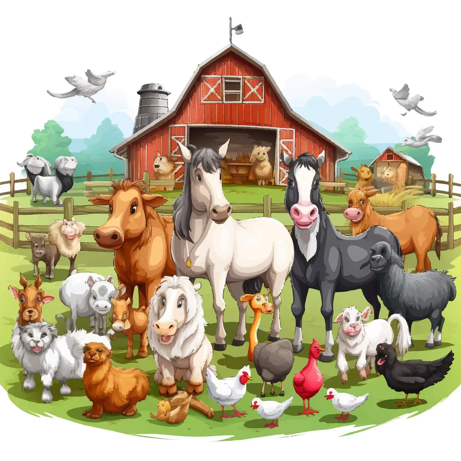 Farm Animals Vector Illustration — free download from Dotvec