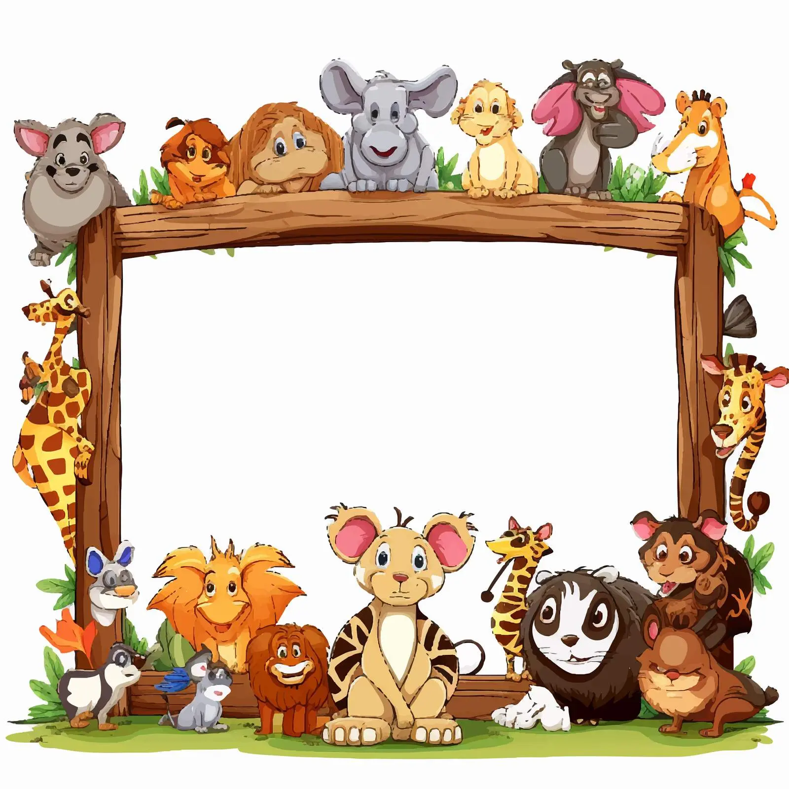 Wooden Frame with Various Animal Illustrations — free download from Dotvec