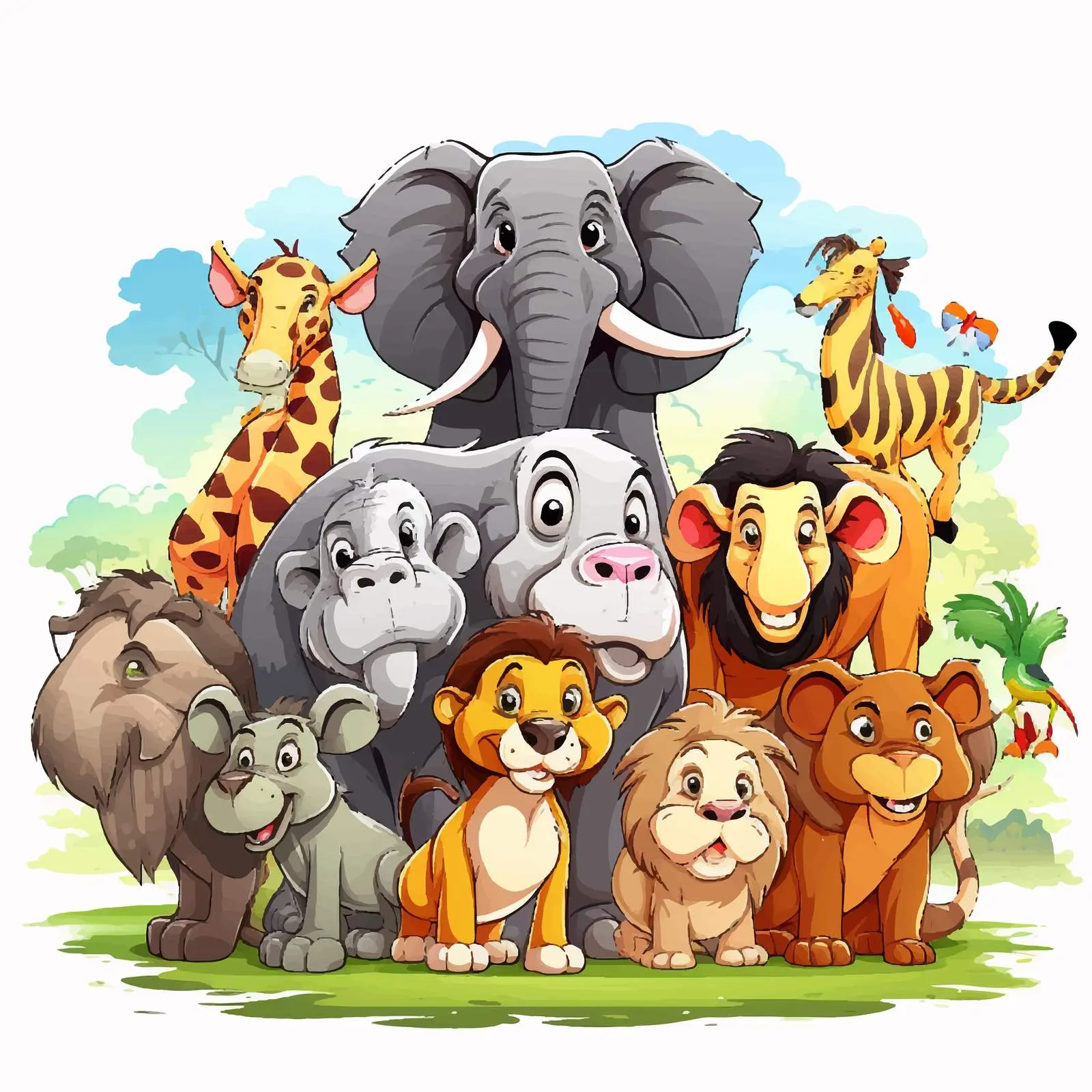Cartoon Illustration of Various Standing Animals — free download from Dotvec