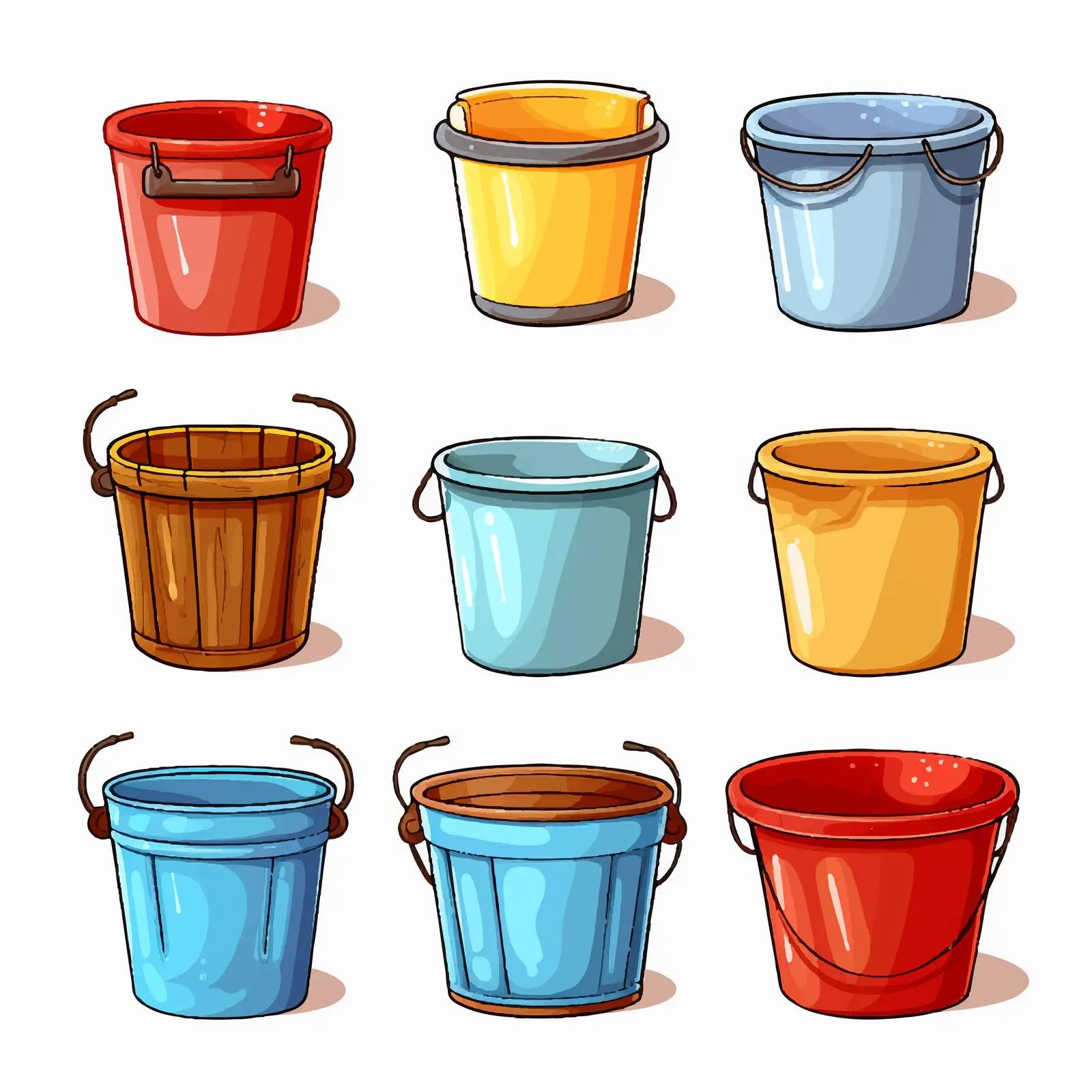 Cartoon Illustration of Multiple Buckets — free download from Dotvec