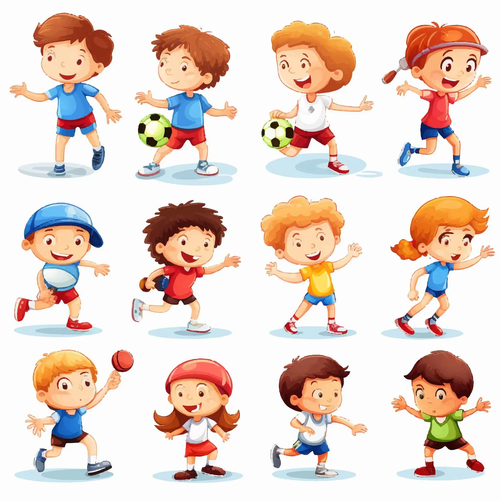 Children Engaging in Sports Activities Illustration — free download from Dotvec