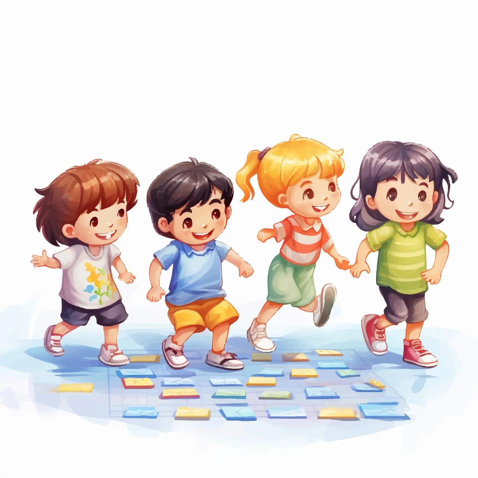 Children Playing Hopscotch Vector Illustration — free download from Dotvec