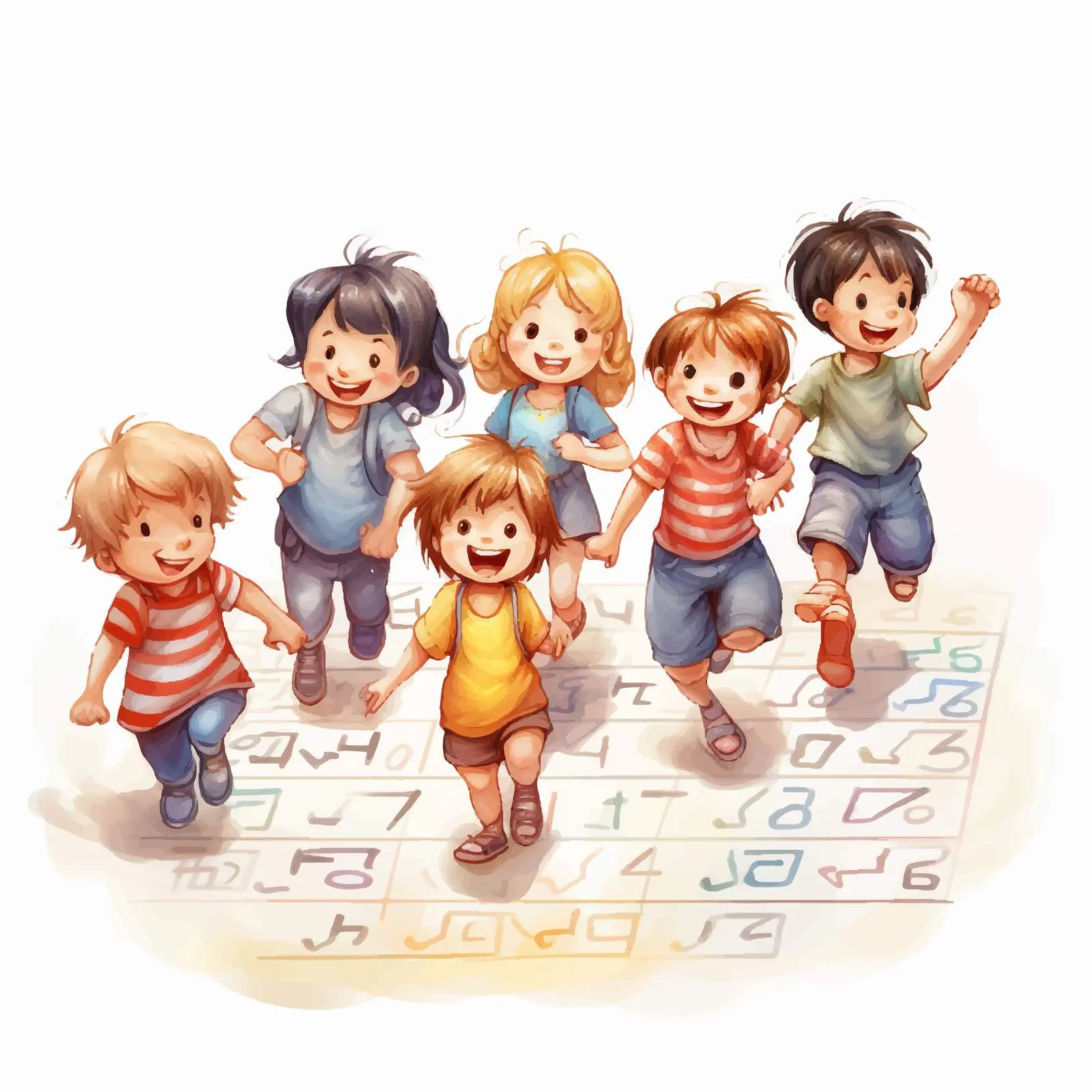 Children Enjoying Hopscotch Playtime Illustration — free download from Dotvec