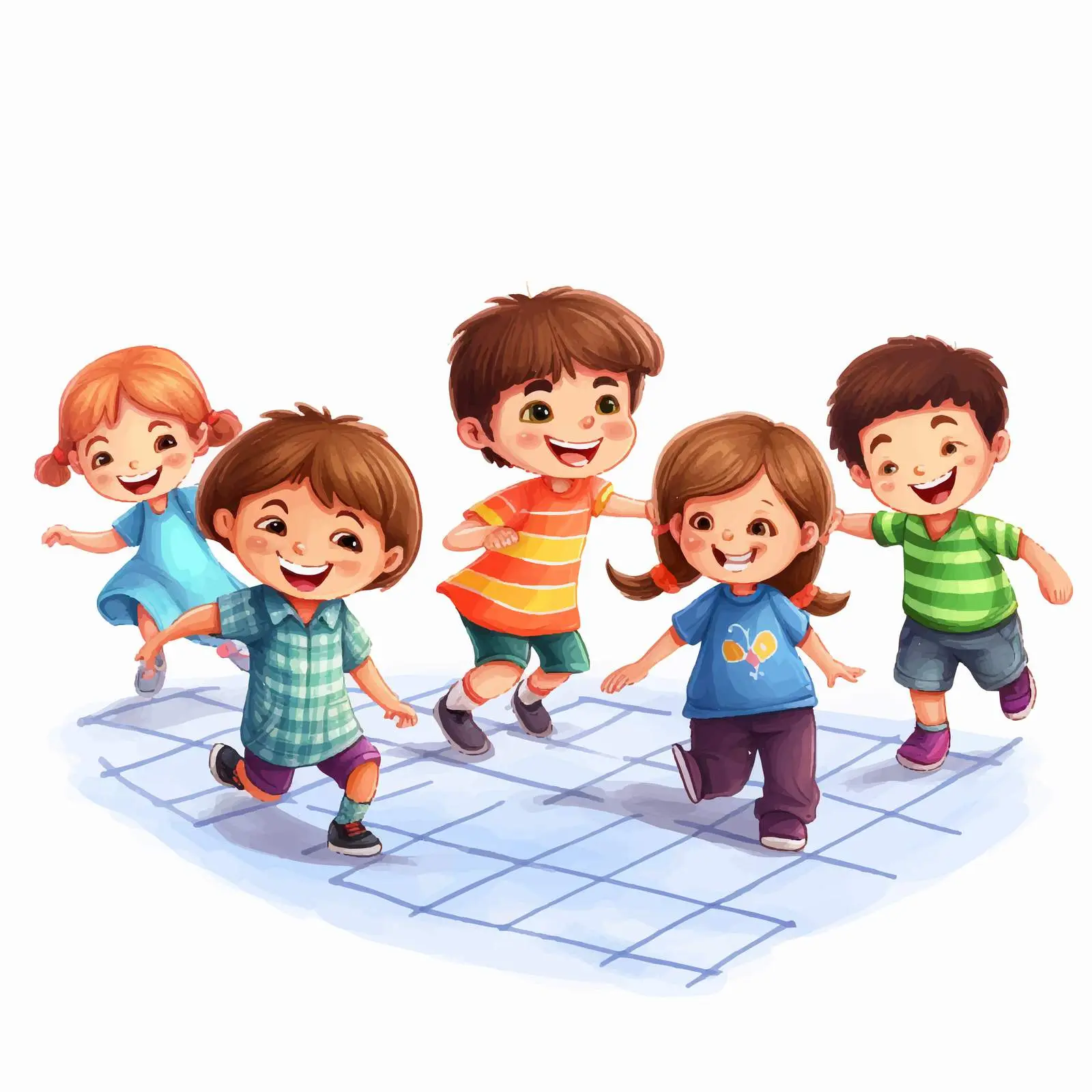 Children Playing Hopscotch Fun Vector Illustration — free download from Dotvec