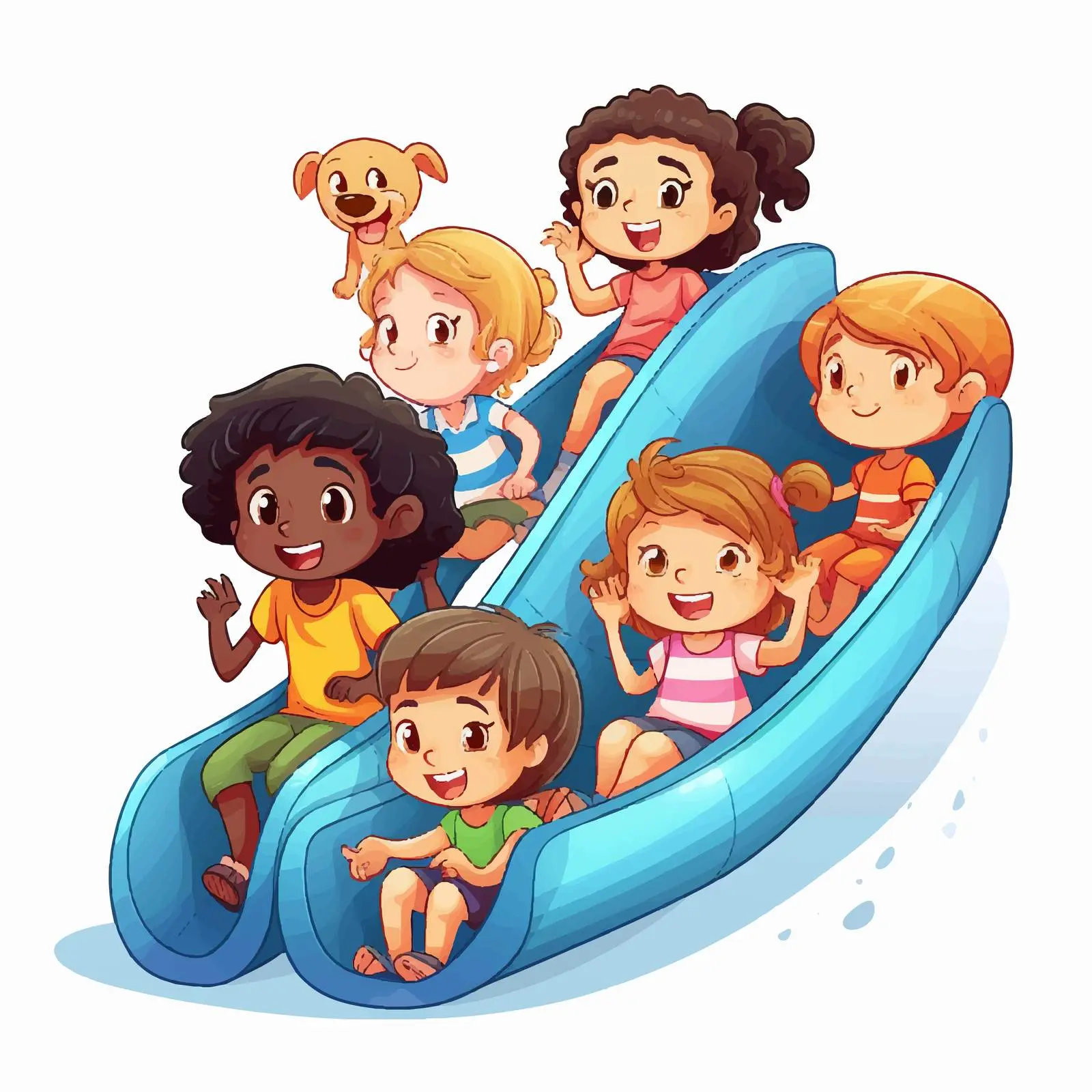 Children Enjoying Playtime on a Slide — free download from Dotvec
