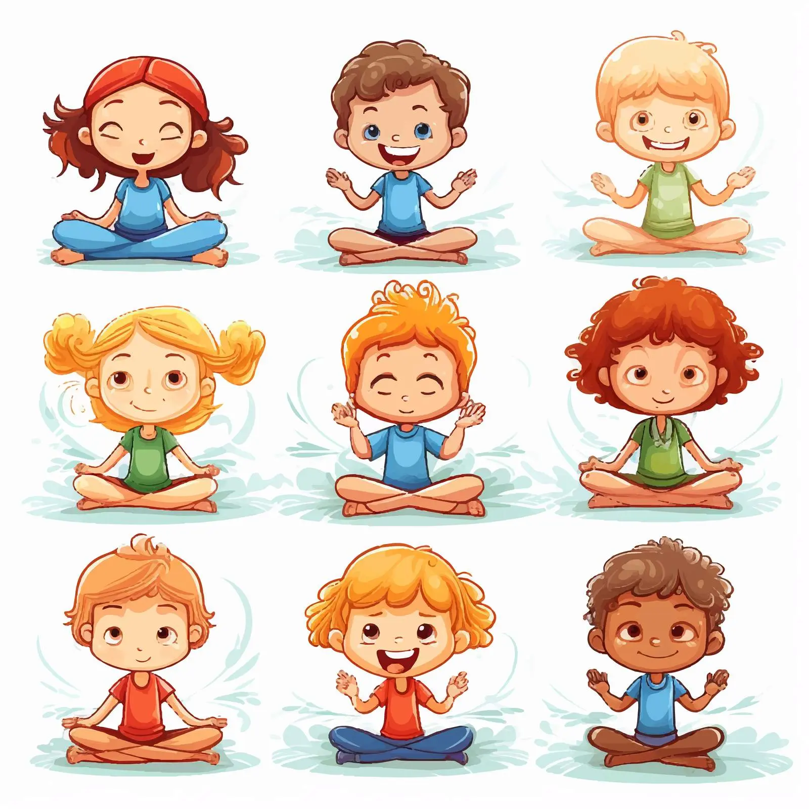 Children Stretching and Meditating Illustration — free download from Dotvec