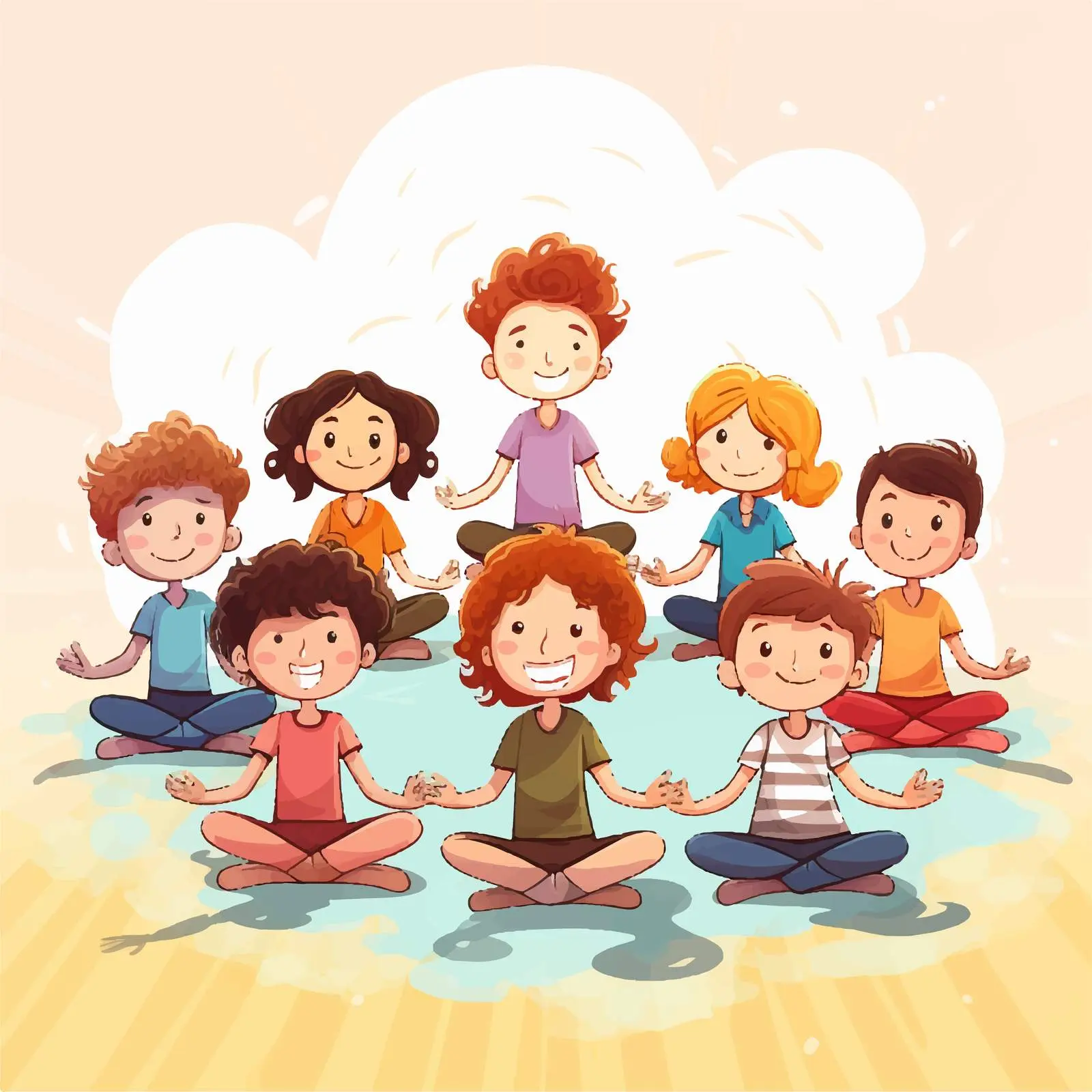 Children Stretching and Meditating Illustration — free download from Dotvec