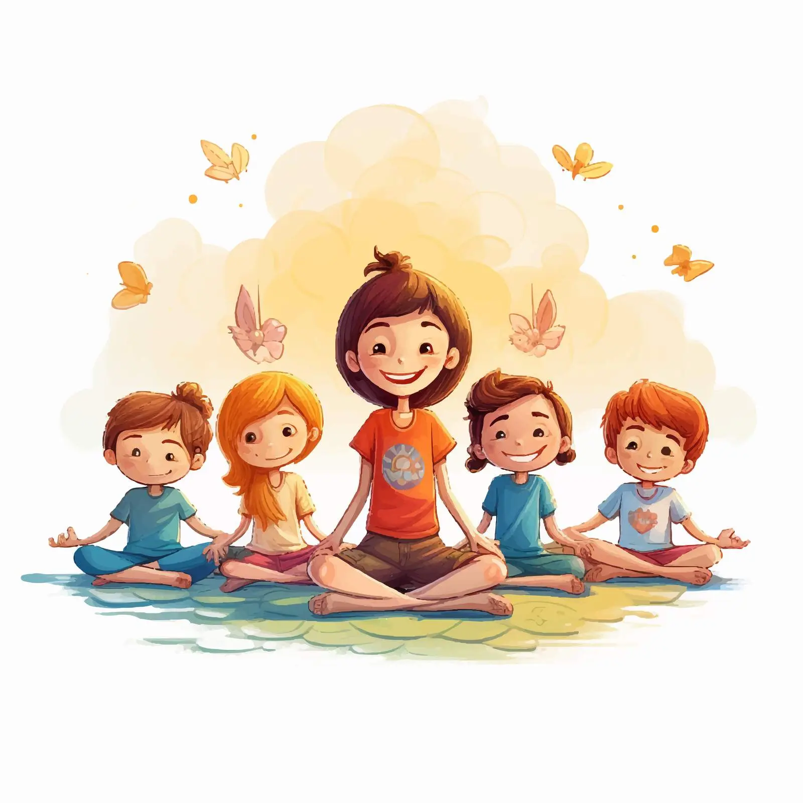 Children Stretching and Meditating Illustration — free download from Dotvec