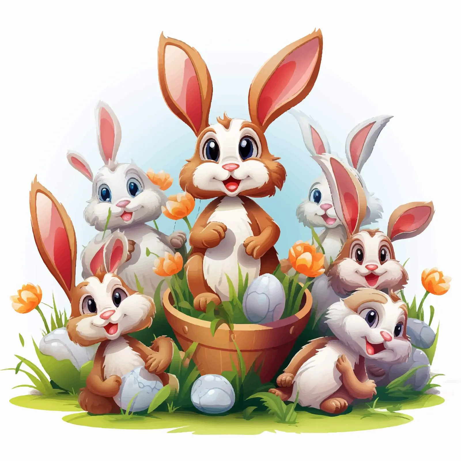 Colorful Easter Rabbits Vector Illustration — free download from Dotvec