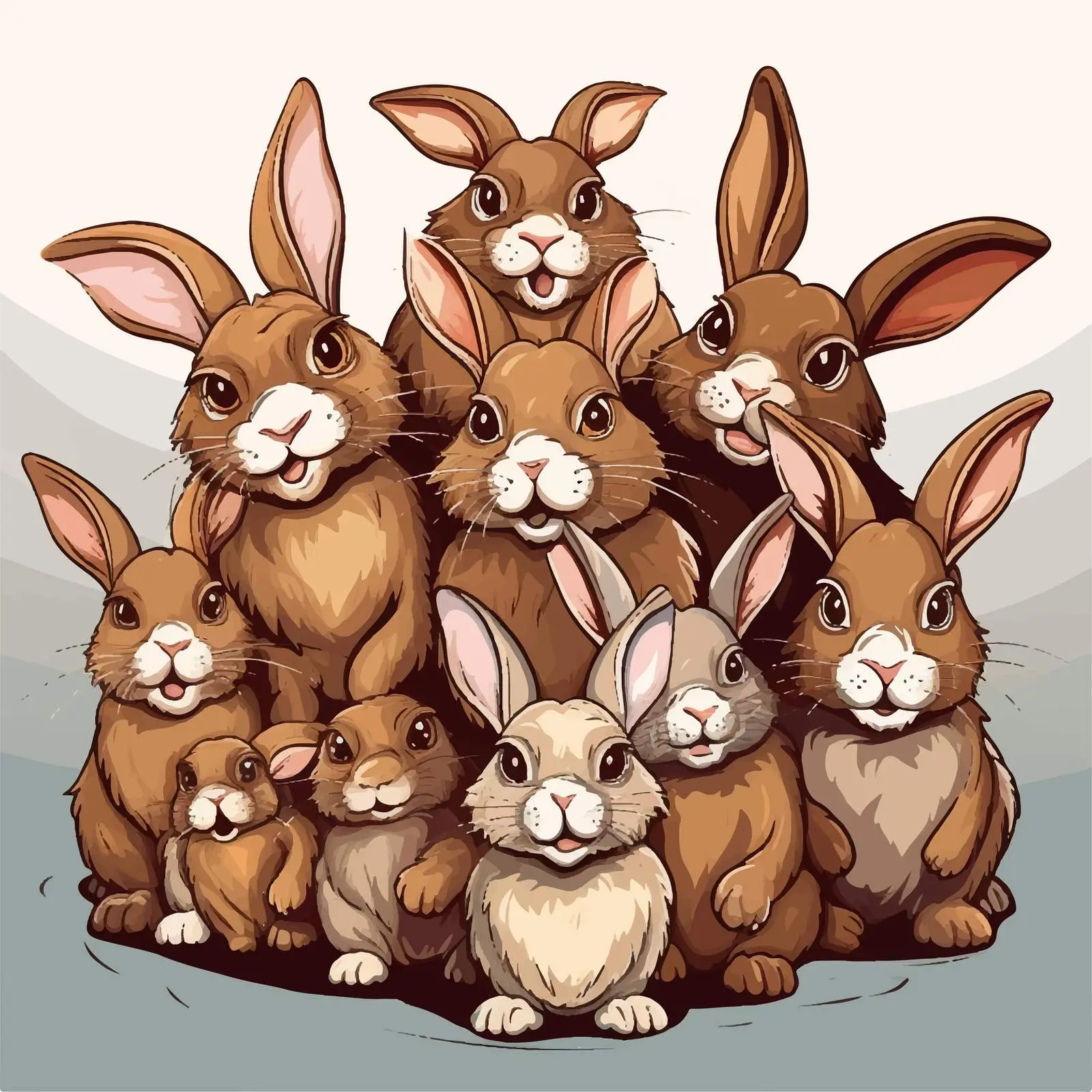 Colorful Cartoon Easter Rabbits Illustration — free download from Dotvec