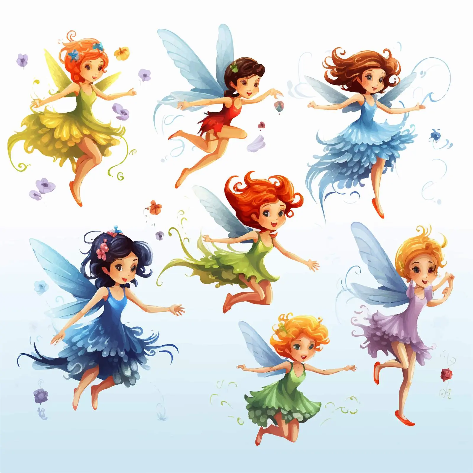 Colorful Fairies Flying in a Fantasy Scene — free download from Dotvec