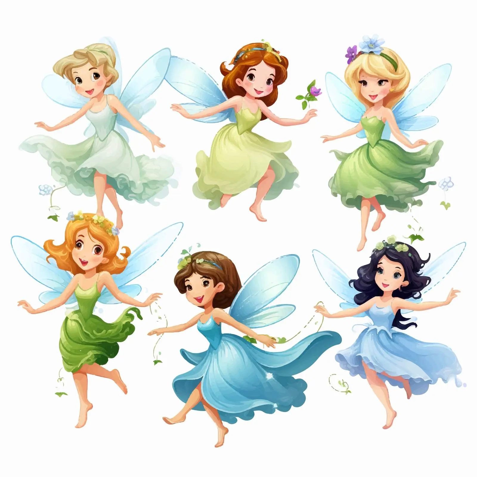 Whimsical Fairies Flying in a Cartoon Style — free download from Dotvec