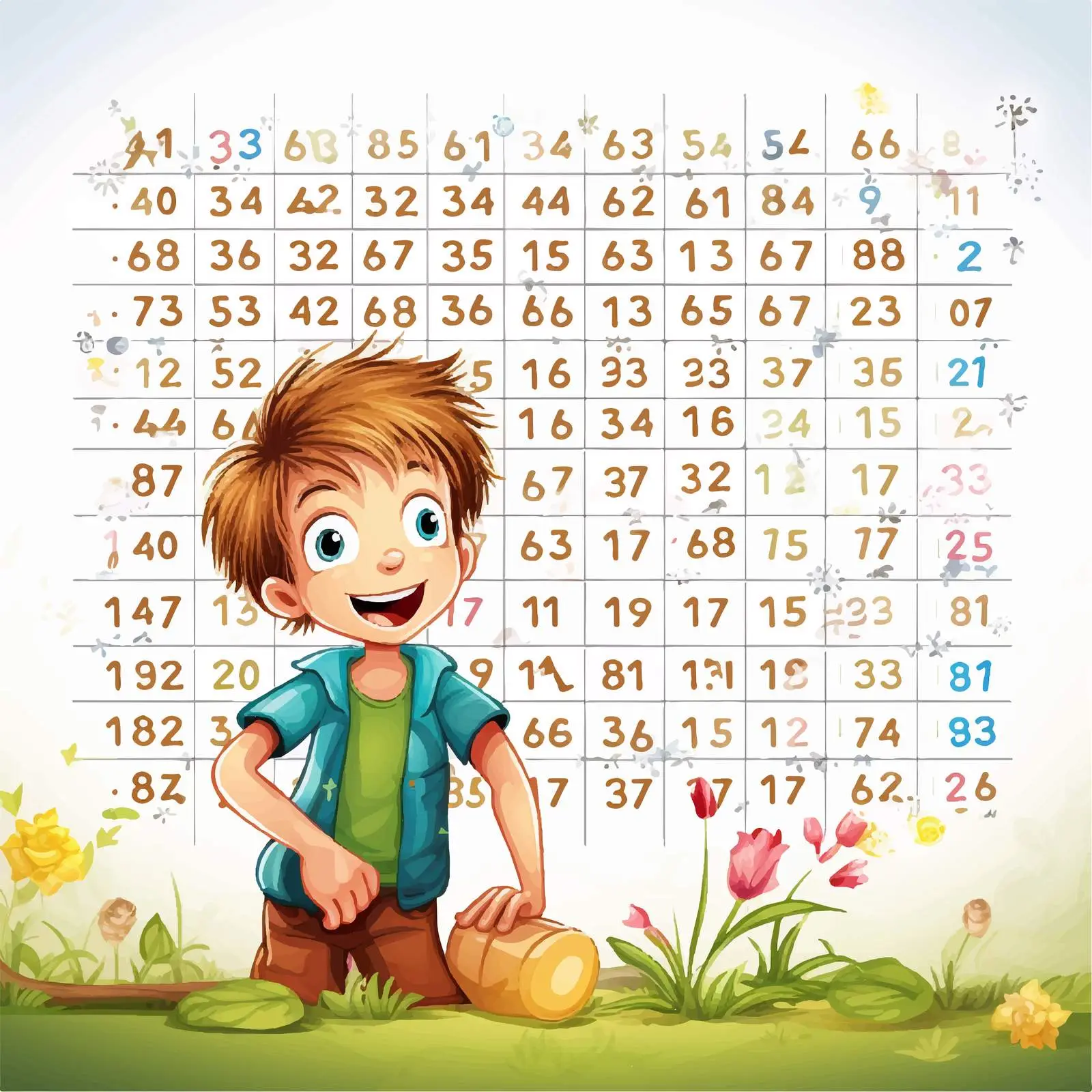 Math Times Tables Illustration with Answers — free download from Dotvec