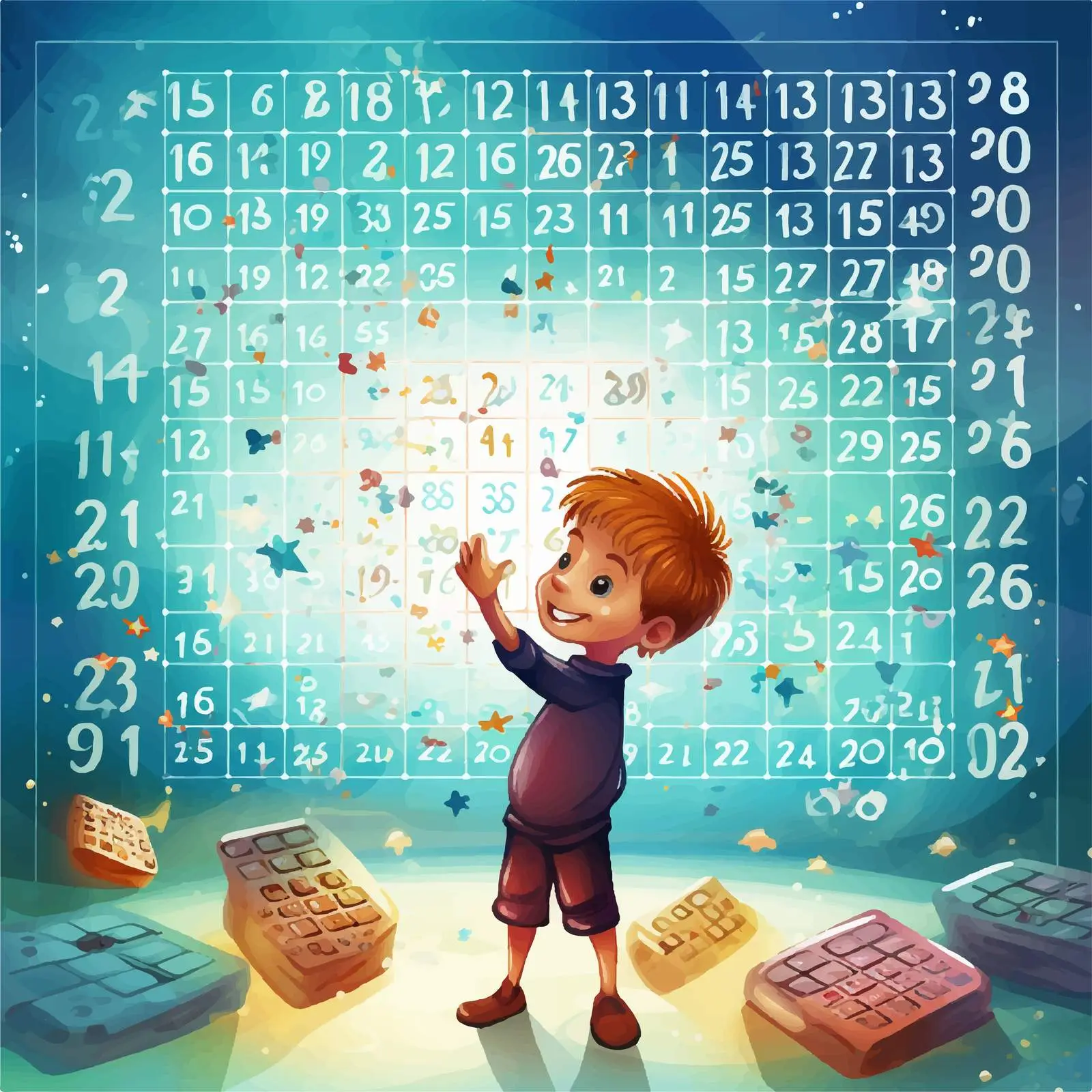 Mathematics Times Tables Illustration with Answers — free download from Dotvec