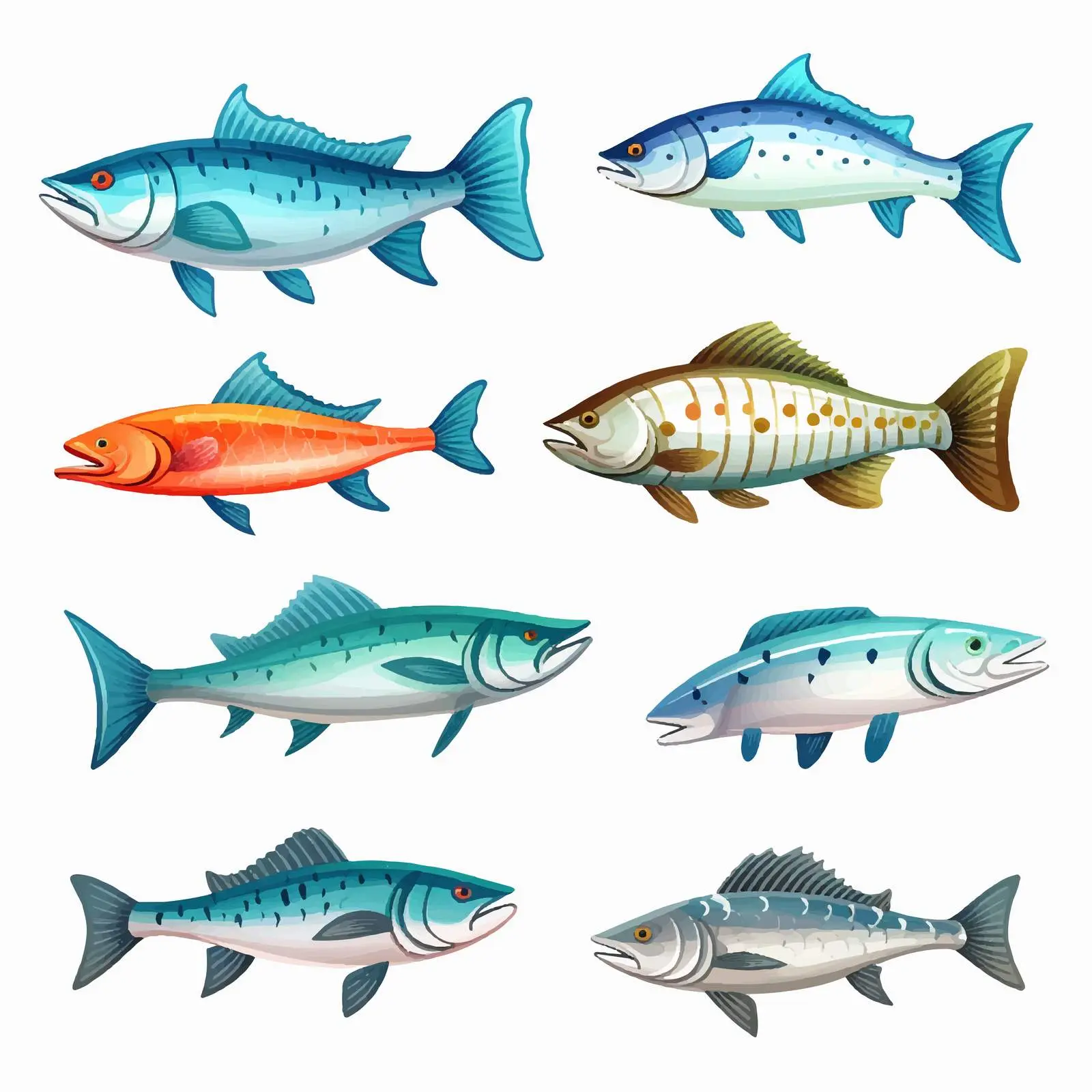 Diverse Cartoon Fish Illustration Vector — free download from Dotvec