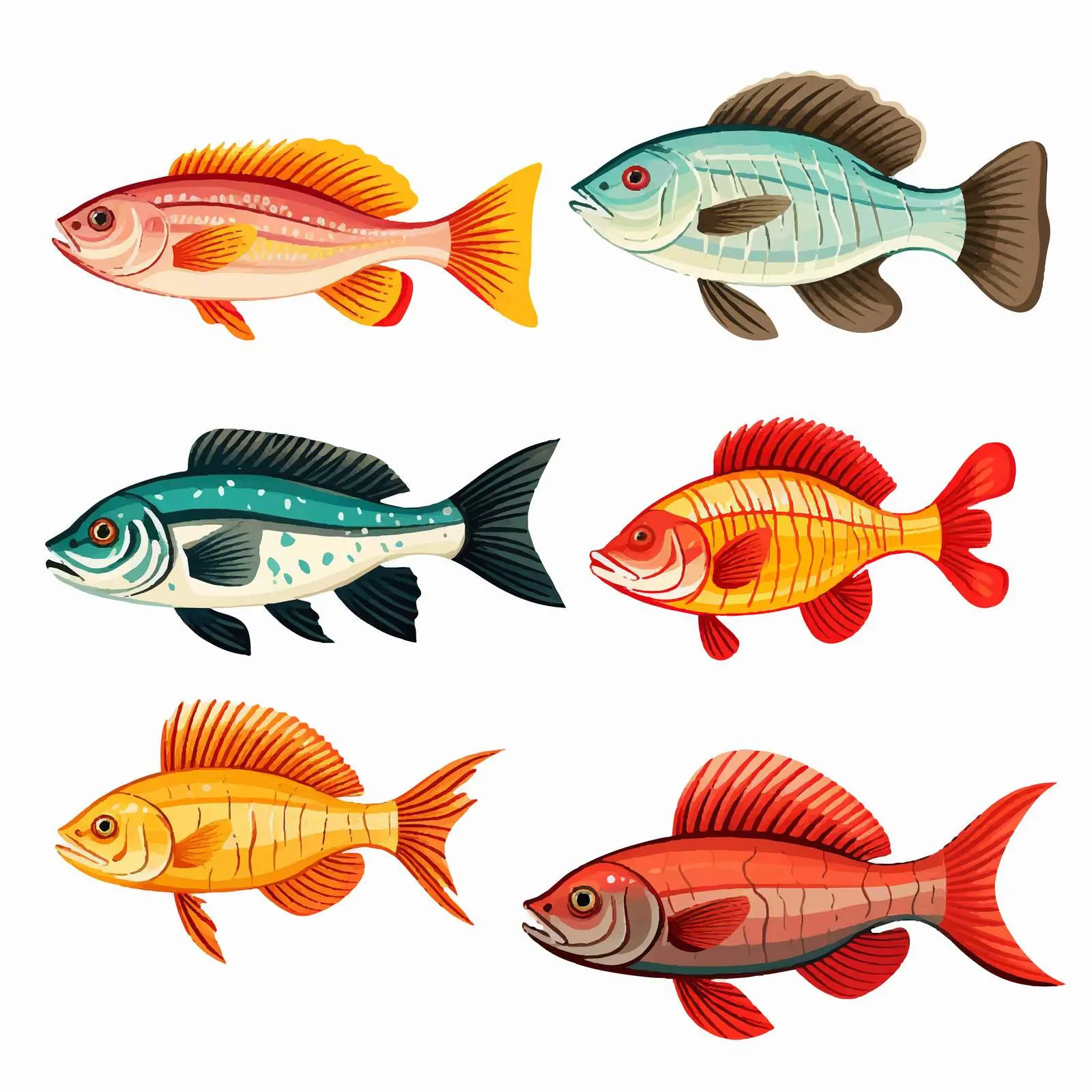 Diverse Cartoon Fish Vector Illustration — free download from Dotvec