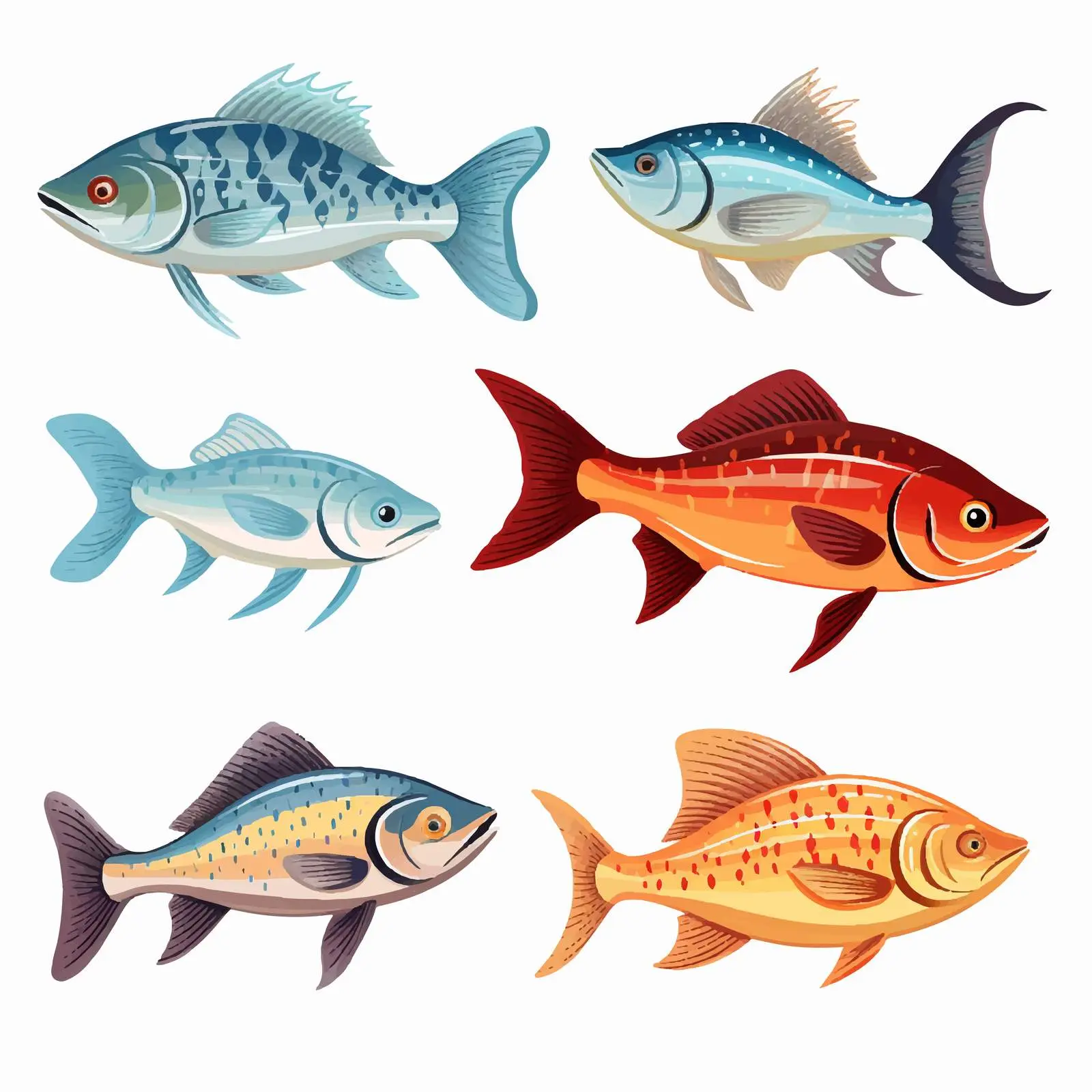 Variety of Cartoon Fish Illustrations — free download from Dotvec