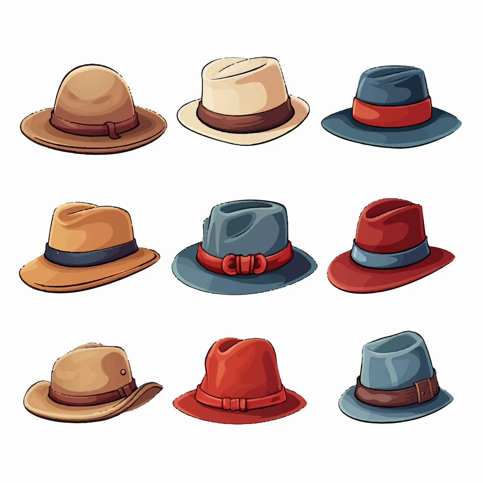 Colorful Cartoon Mixed Hats Vector Illustration — free download from Dotvec
