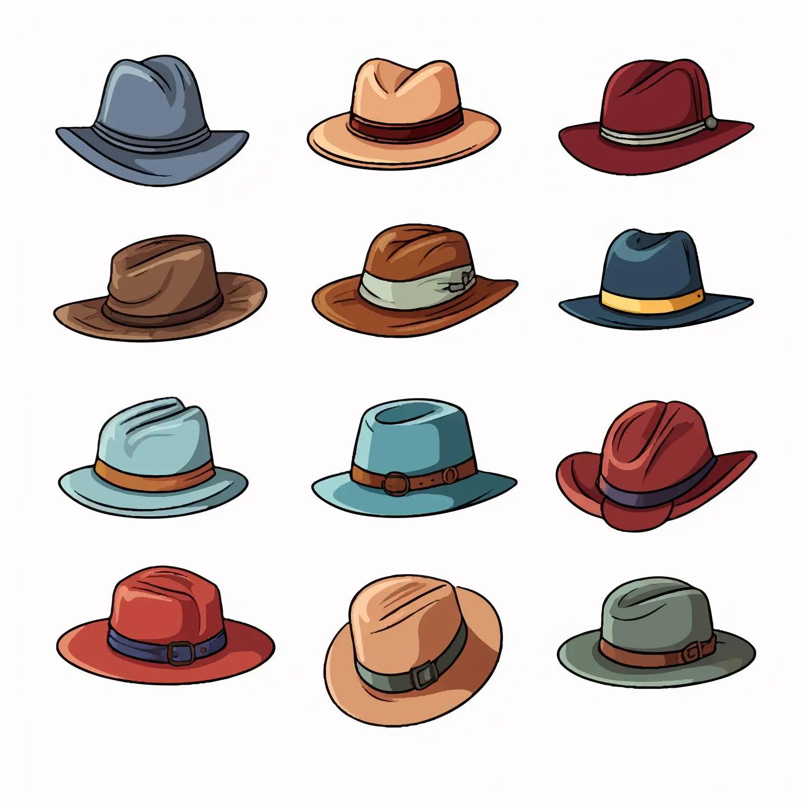 Colorful Cartoon Illustration of Mixed Hats — free download from Dotvec