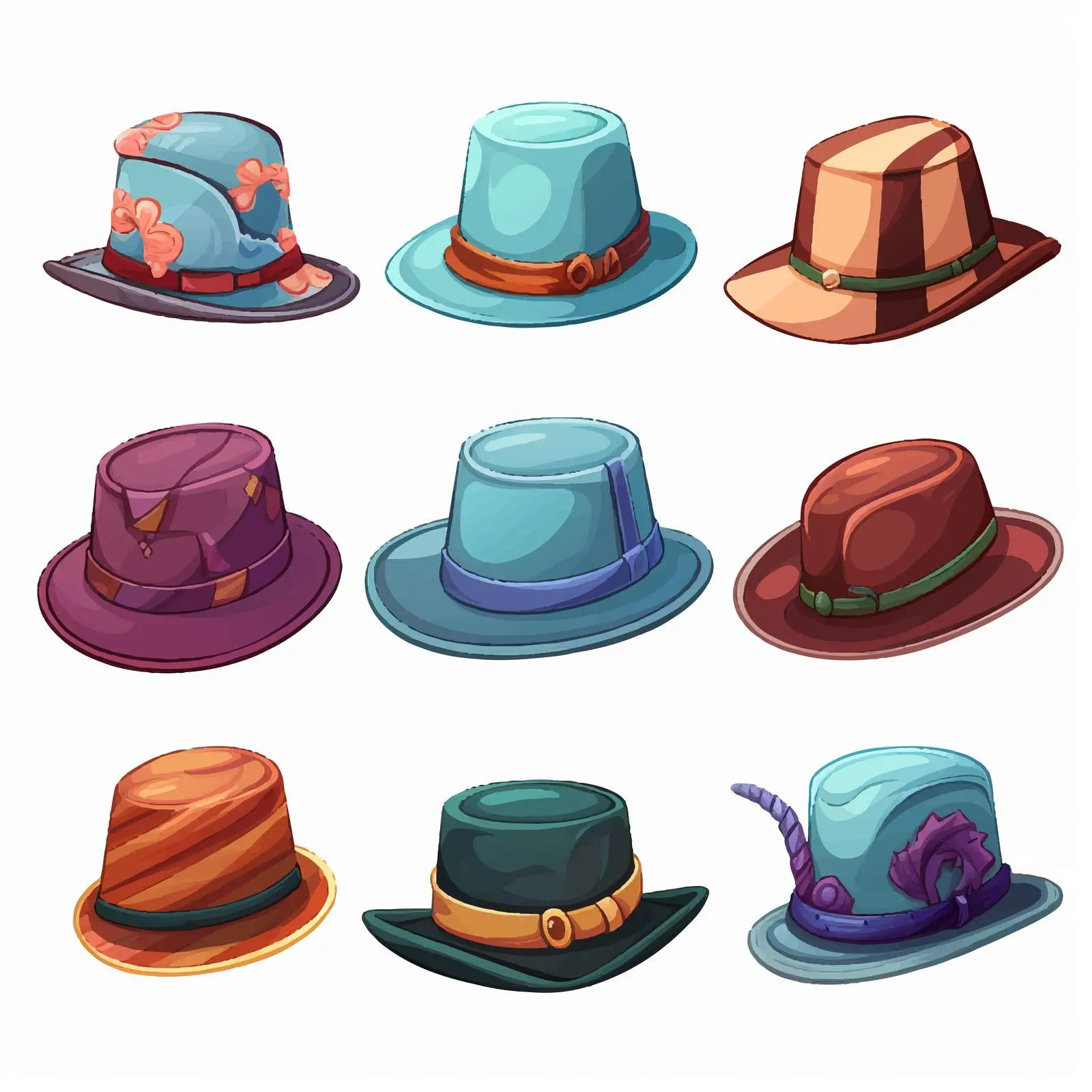Variety of Cartoon Hats Vector Illustration — free download from Dotvec
