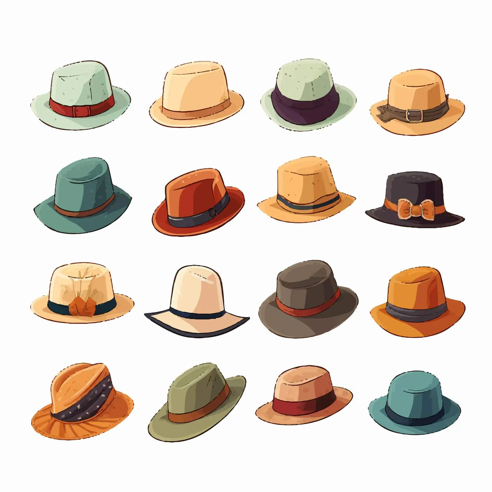 Cartoon Illustration of Mixed Hats Vector — free download from Dotvec