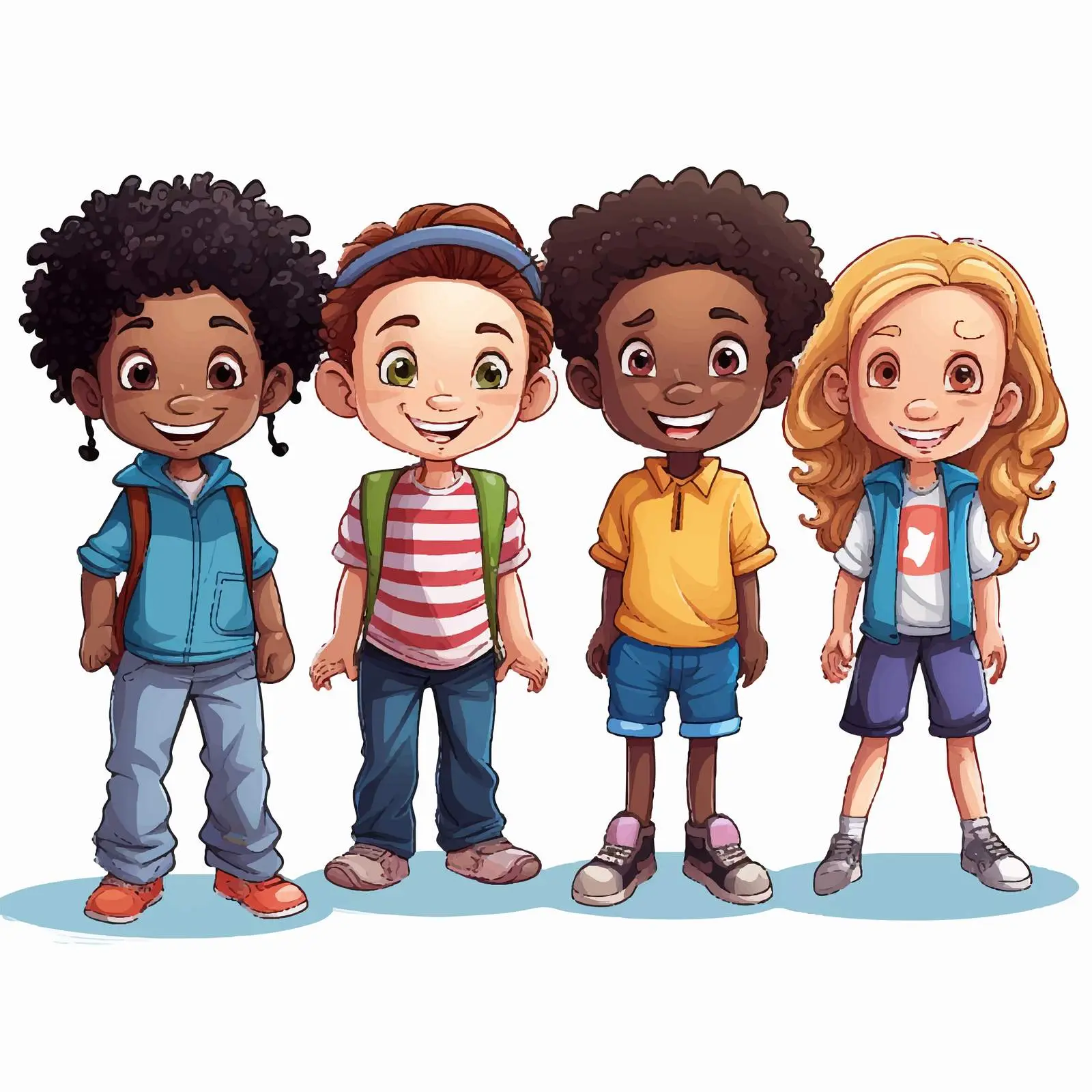 Diverse Kids Cartoon Vector Illustration – free inclusive design image from Dotvec