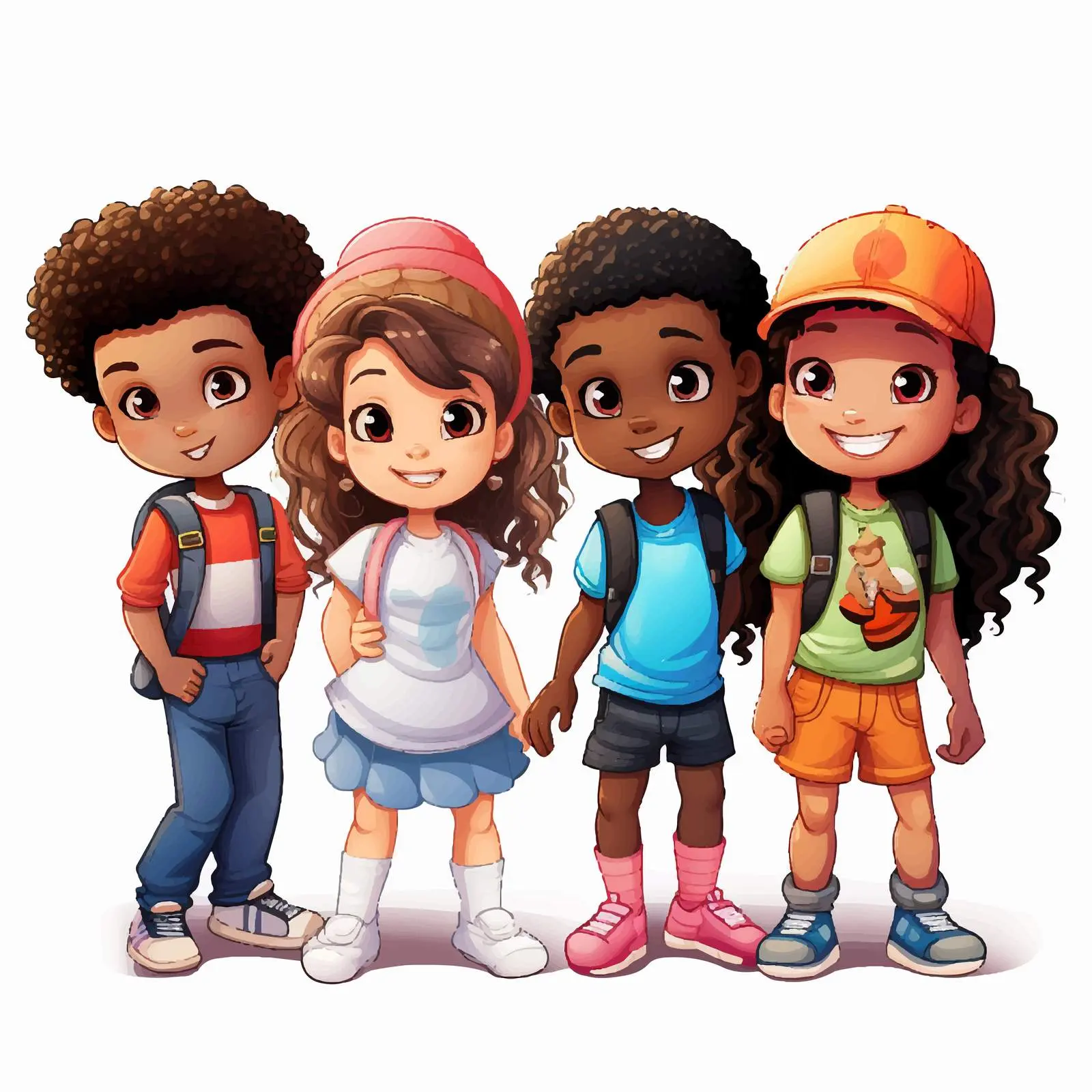 Diverse Cartoon Kids Illustration on White Background — free download from Dotvec