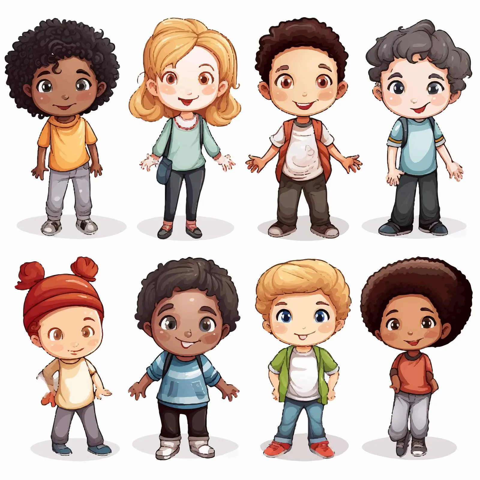 Diverse Kids Cartoon Vector Illustration — free download from Dotvec