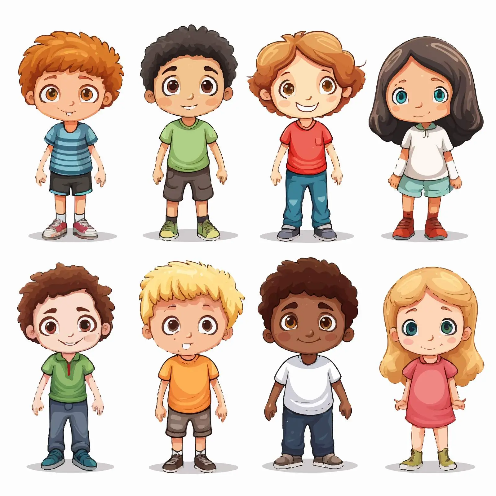 Mixed Kids Cartoon Vector Illustration — free download from Dotvec