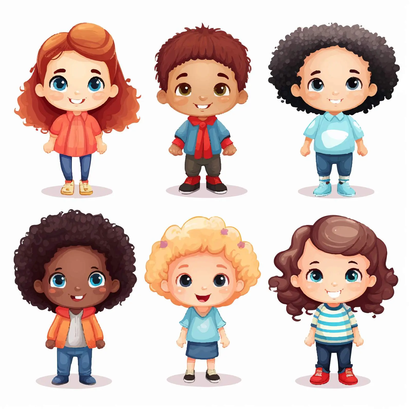 Cartoon Vector Illustration of Diverse Kids – free imaginative artwork image from Dotvec