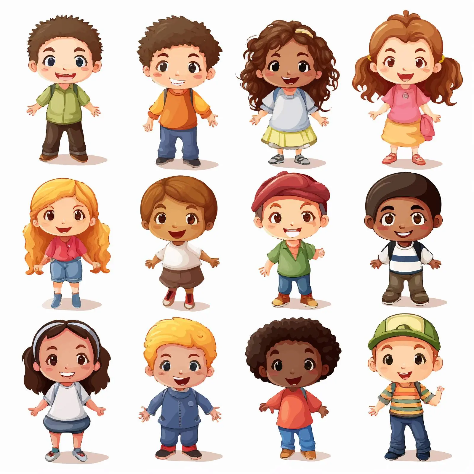 Colorful Cartoon Kids Vector Illustration — free download from Dotvec